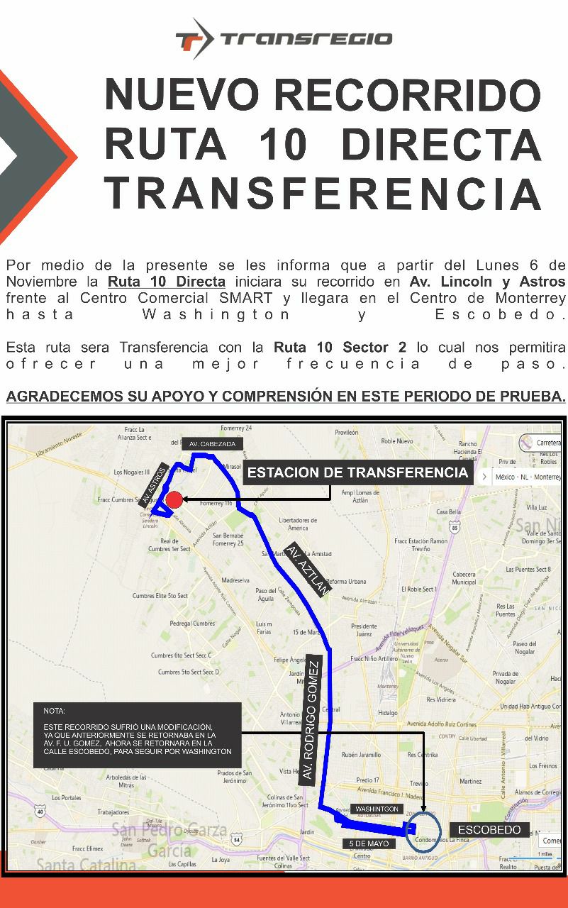 TRANSREGIO Transporte Urbano - 🚨🚨 AVISO URGENTE 🚨🚨 A partir del próximo ...