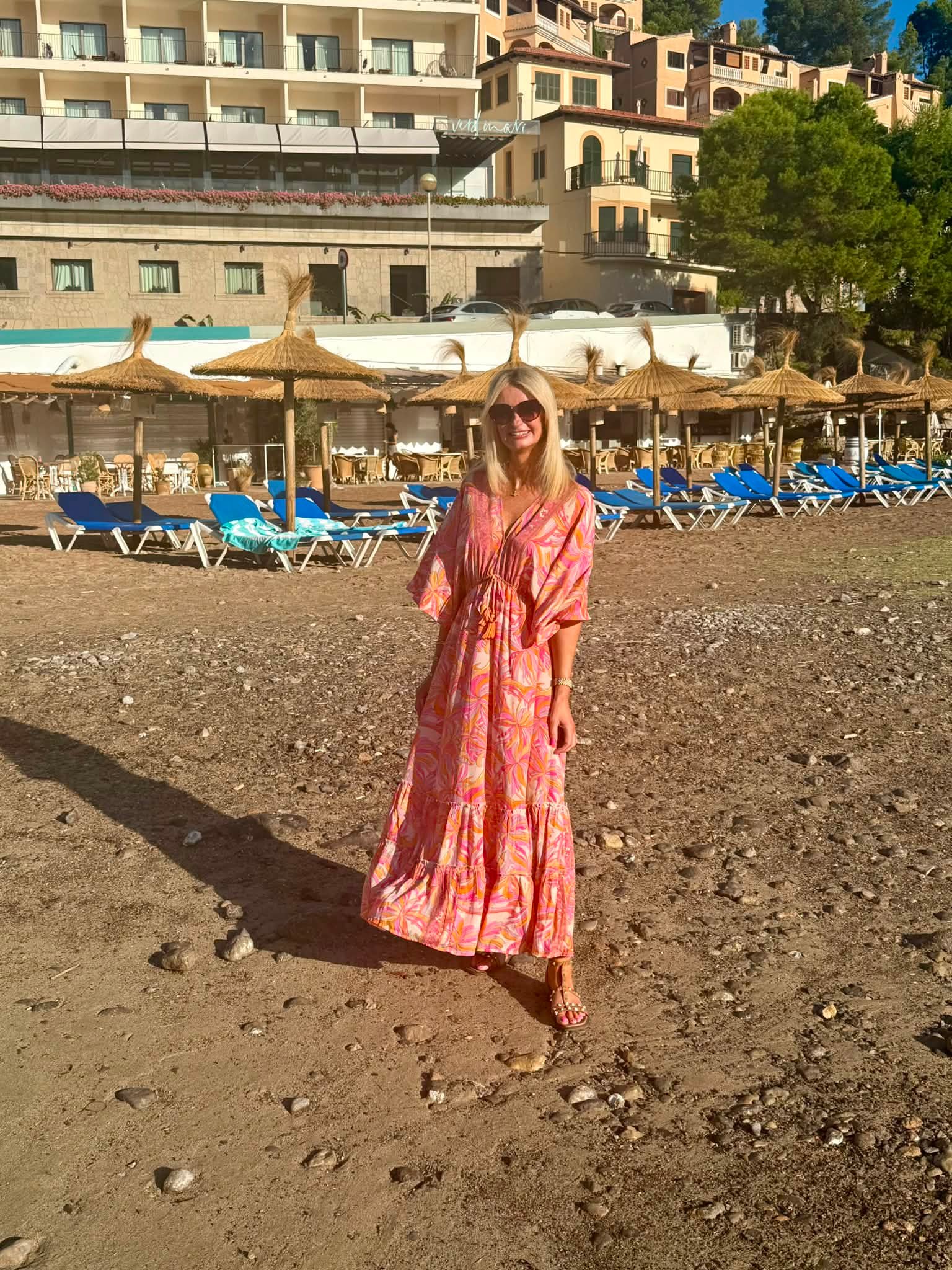 boohoo beach dress holiday style 🌴💗 The easiest throw-on-and-go maxi for warm evenings, walks and holiday dinners. Floaty, colourful and SO comfortable — exactly the kind of outfit I love on holiday upload-20230807 Mix Media Dress - Size:Belt-48 the sheer overlay means