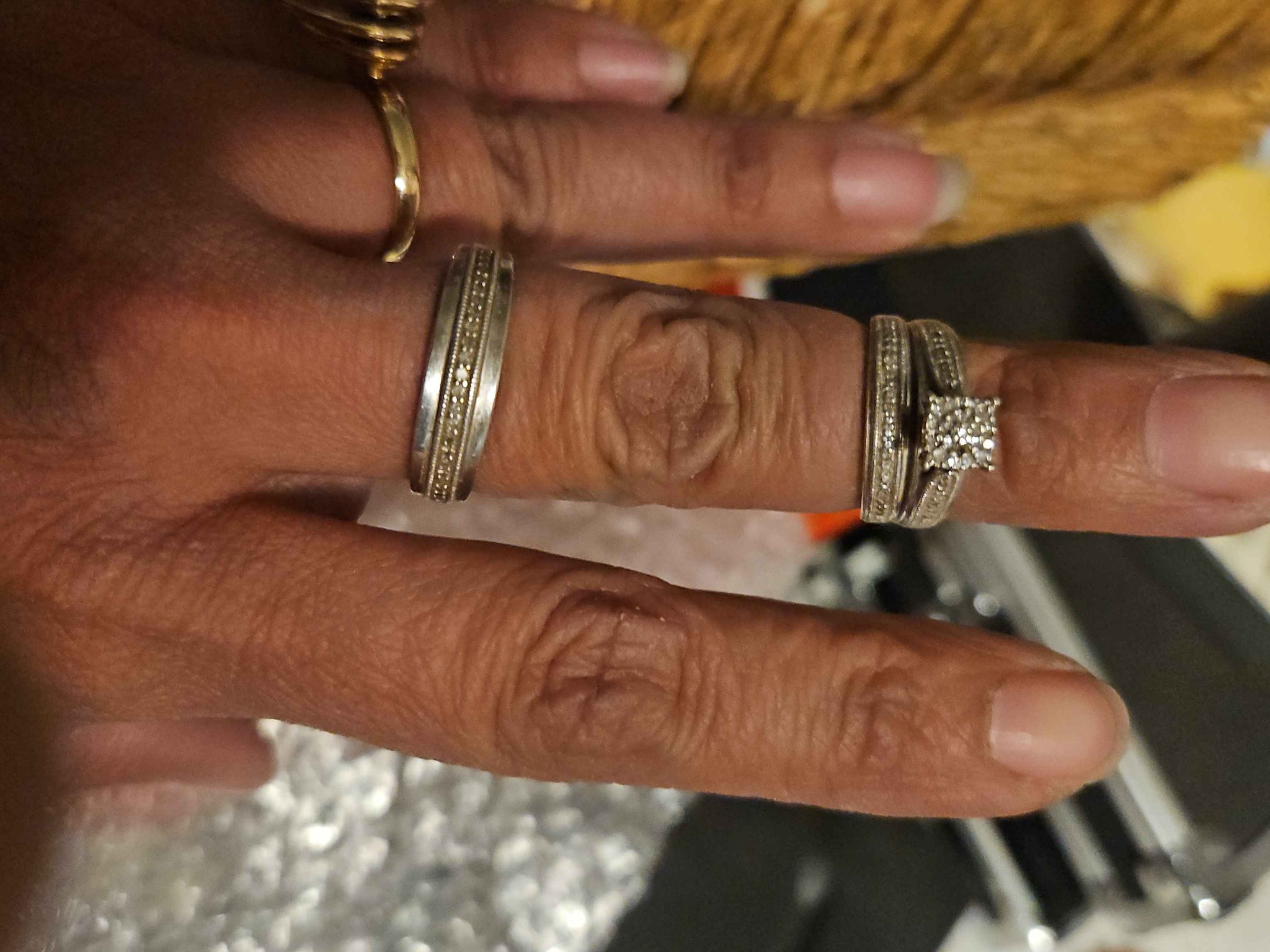 Sterling silver w/ real diamonds wedding set - Engagement & Wedding