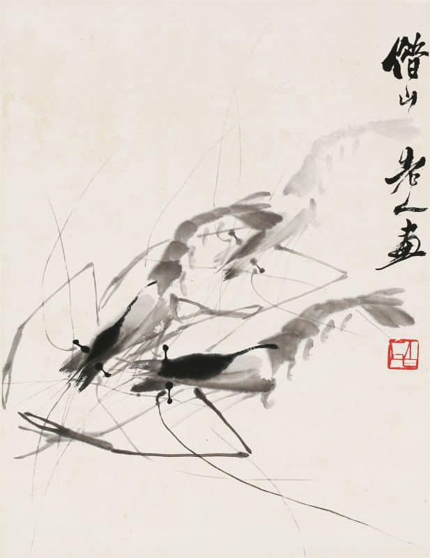 齊白石作品，群蝦圖。白石老人所畫水族在近現代畫史中享負盛譽。其中