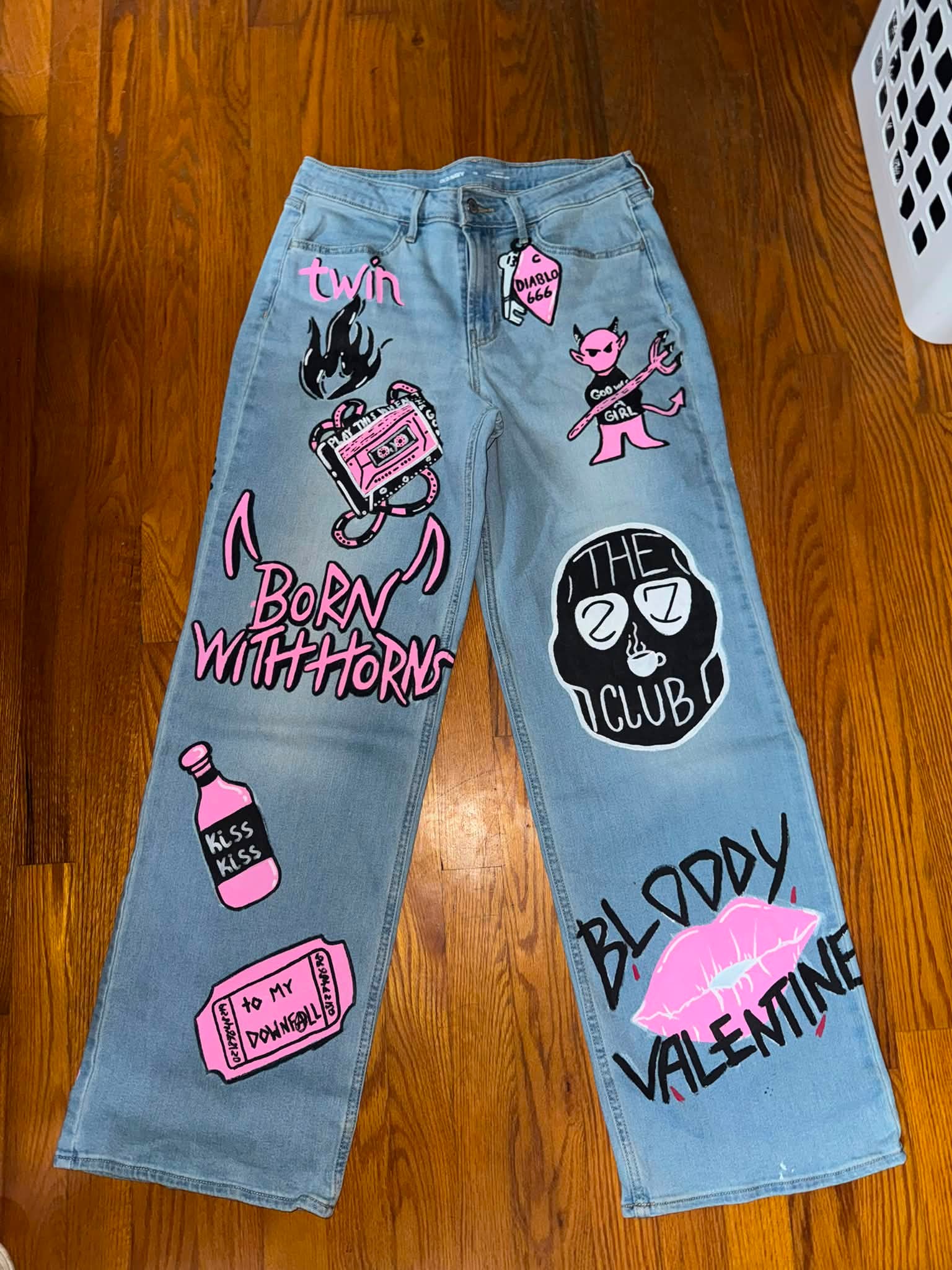 Hand-painted Machine Gun Kelly inspired jeans