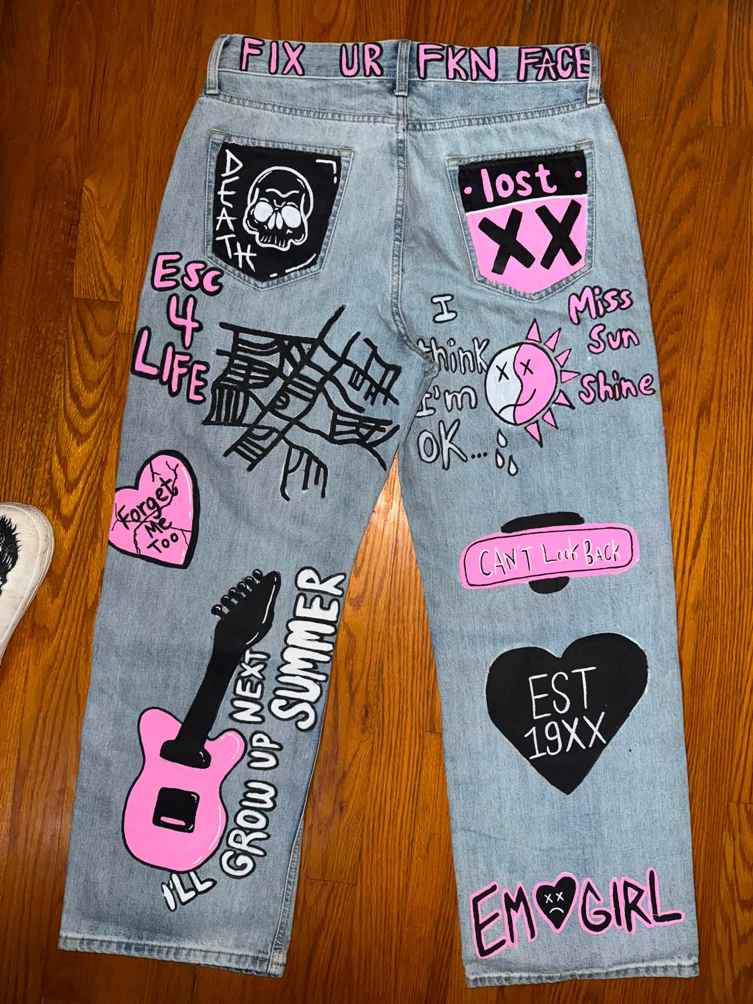 Hand-painted Machine Gun Kelly inspired jeans