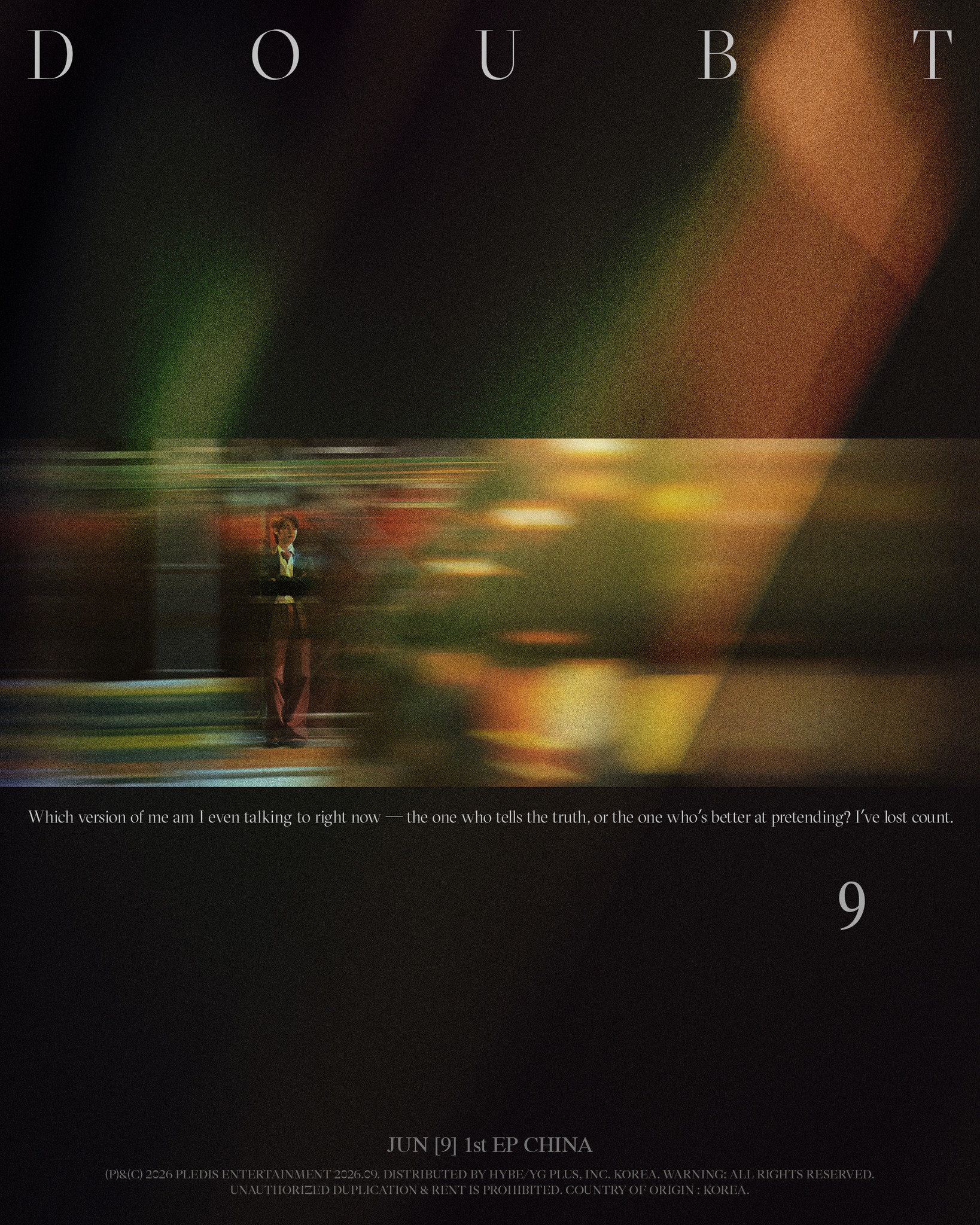 JUN '9' 1st EP CHINA Poster 05 Doubt 2026.09.28 10:00 CST 2026.09