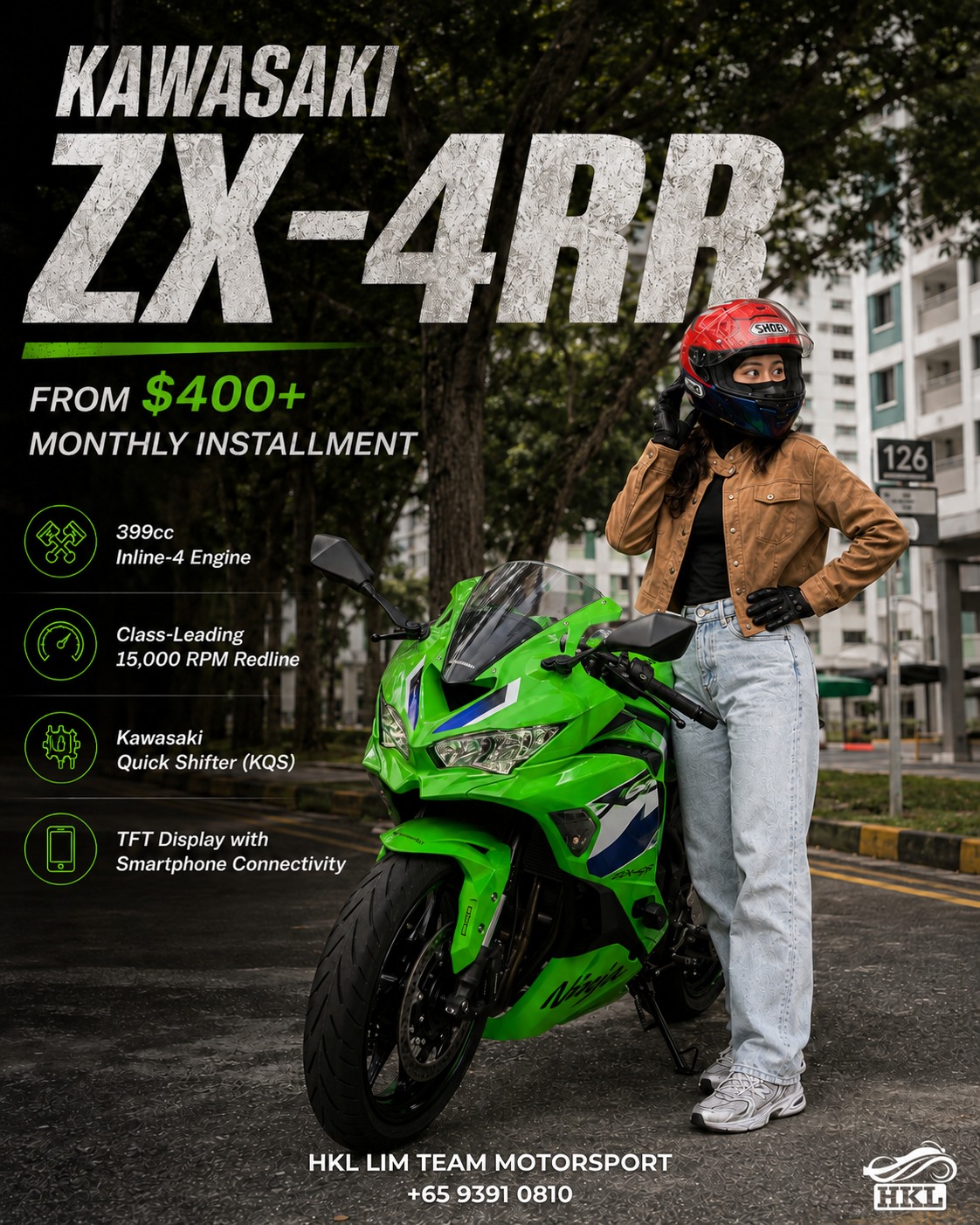 Own yours Kawasaki ZX-4RR from just $400+/month. The Kawasaki ZX