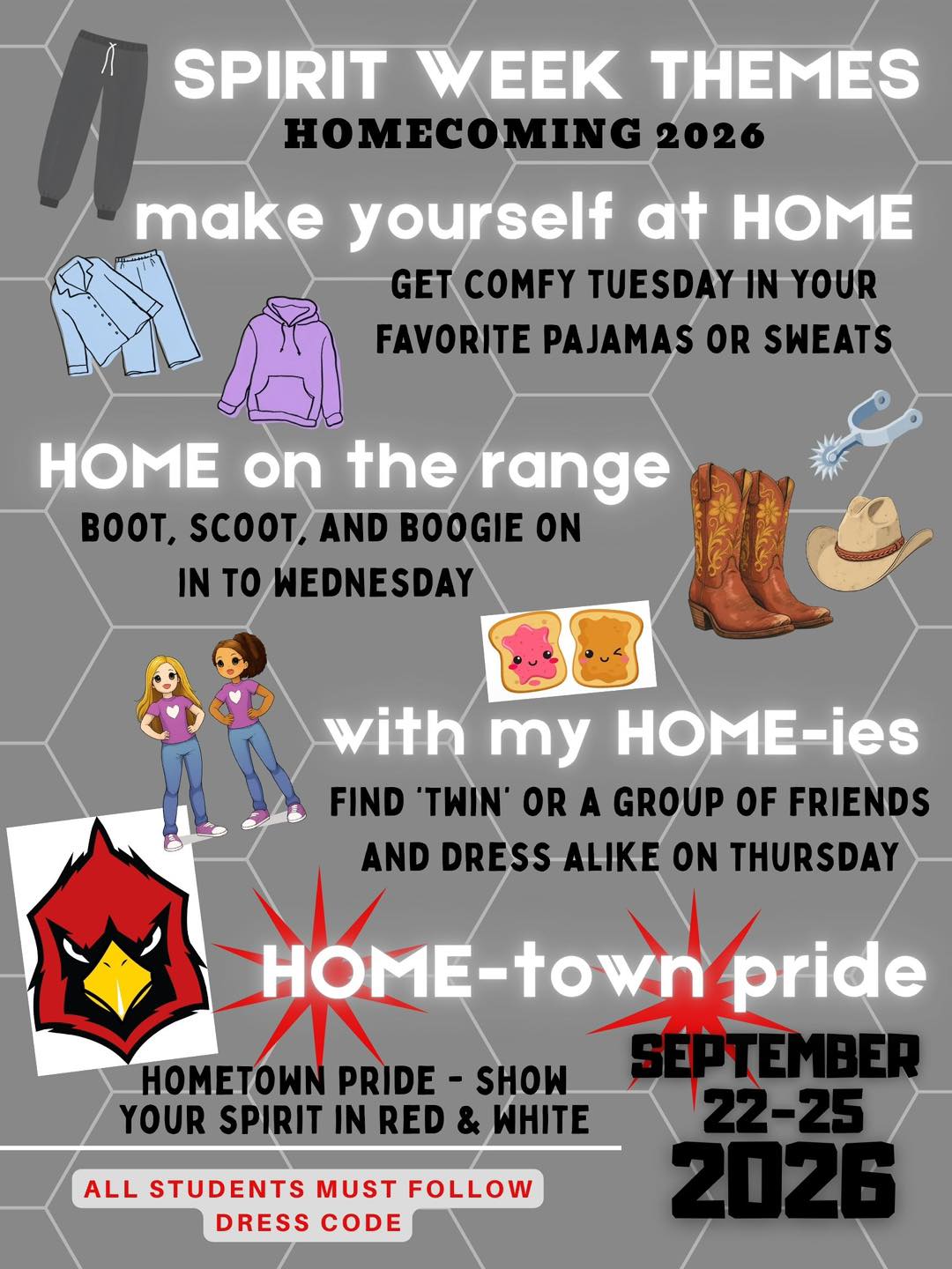 homecoming dress up week ideas Hermleigh ISD Spirit themes and code print at home pattern