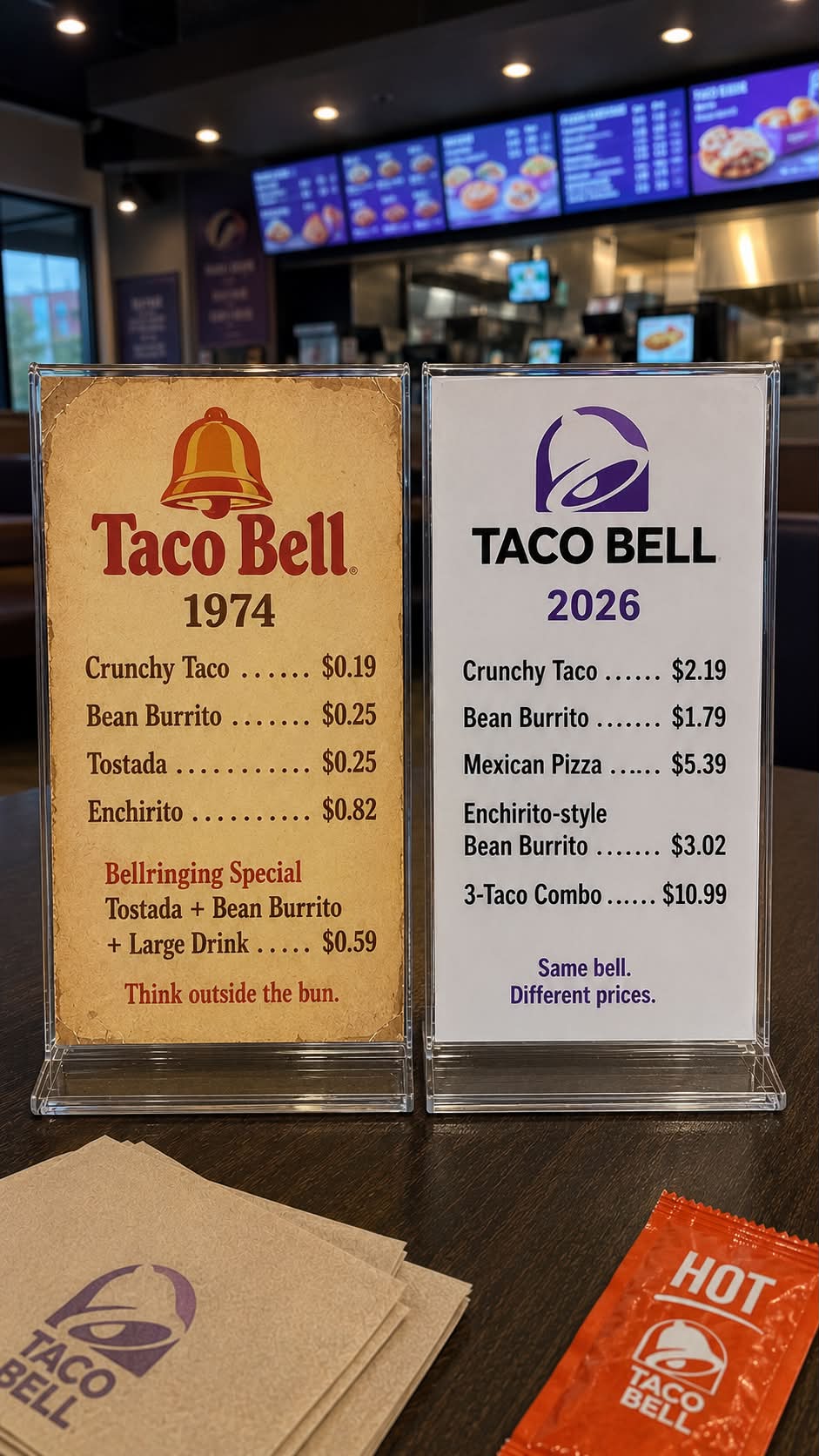 I found an old Taco Bell menu from 1974, and it almost looks like