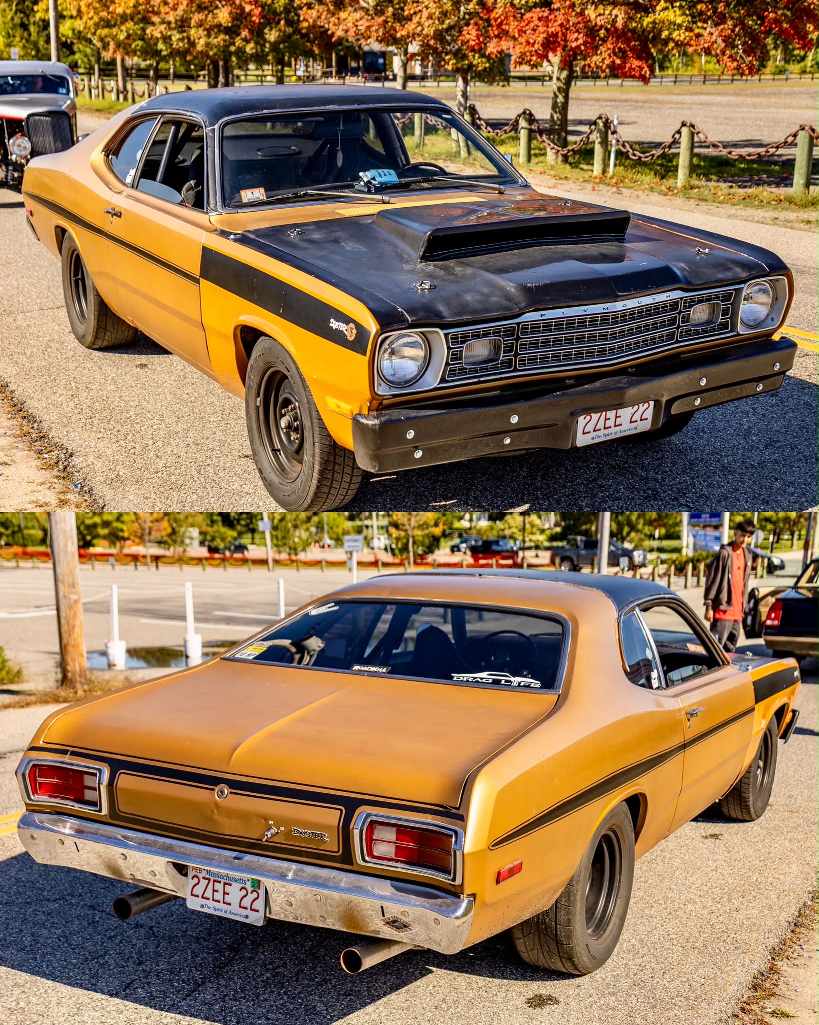 Evgenii - Gold with black accents, this 1973 Plymouth Duster at