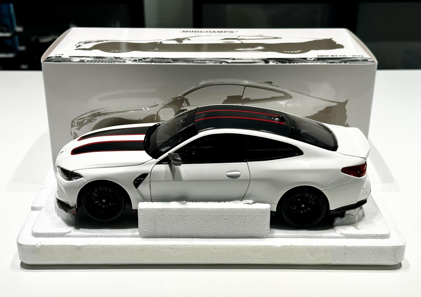New Arrival Minichamps 1/18th BMW M4 CSL White. Diecast with 