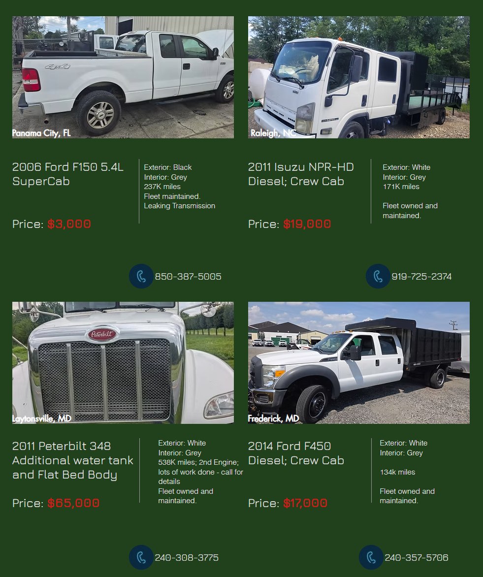 Ruppert Landscape's used vehicles and equipment for sale