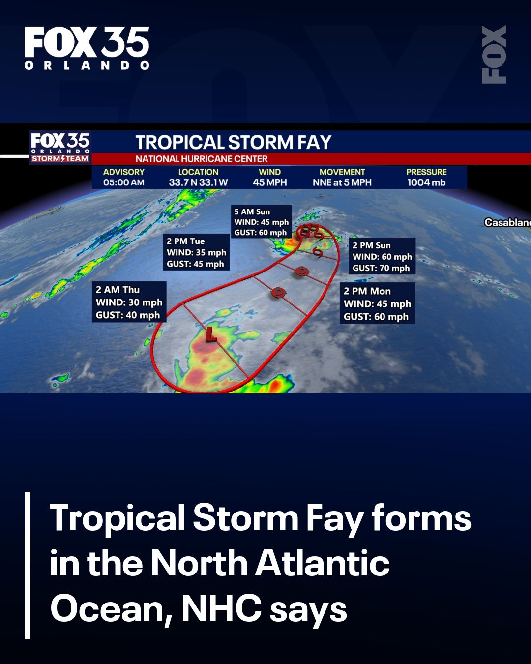 Tropical Storm Fay forms in the North Atlantic Ocean, NHC says 🔗⬇️