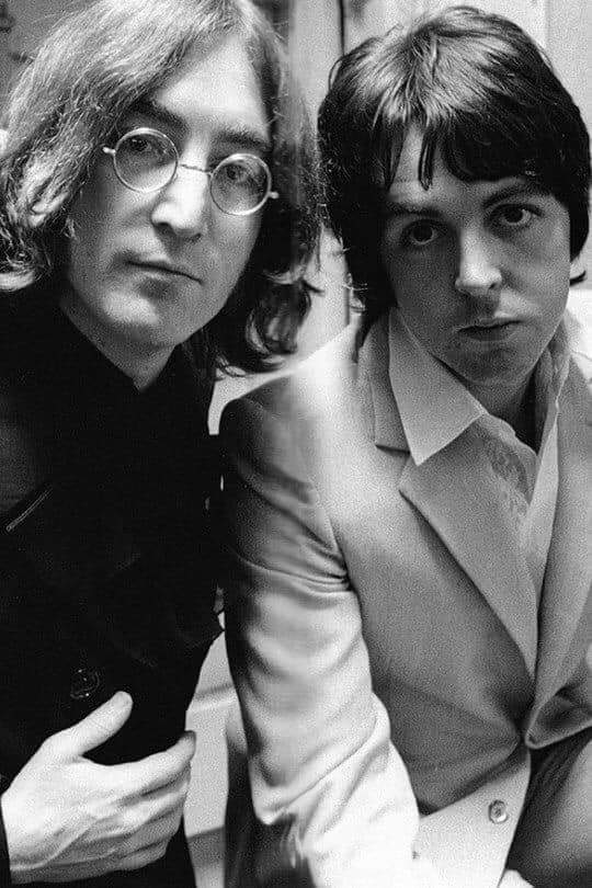 John Lennon and Paul McCartney, 1968. The photo was taken by Linda