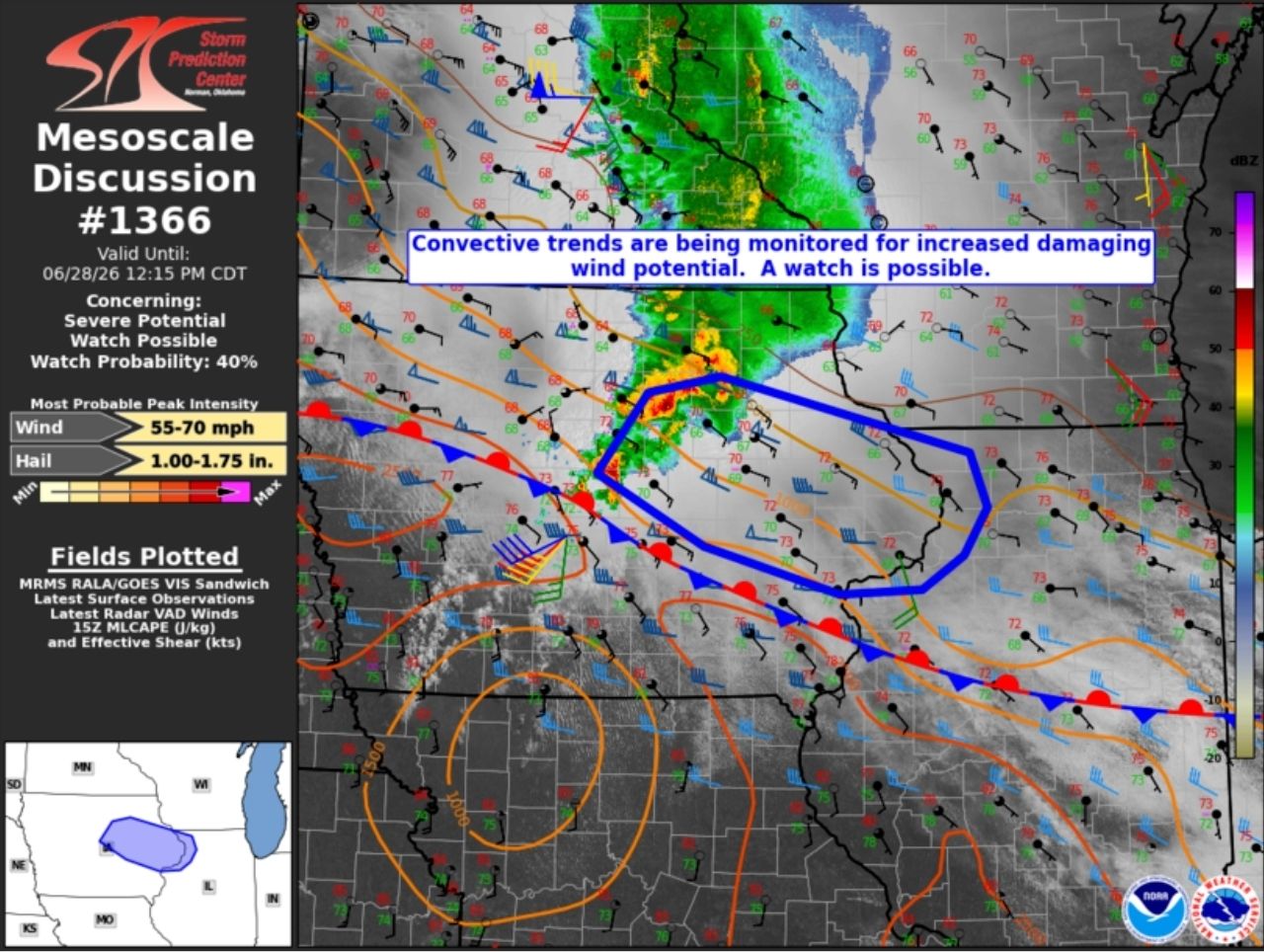 【STORM】LEVEL 1045am: Monitoring a damaging wind threat for this afternoon