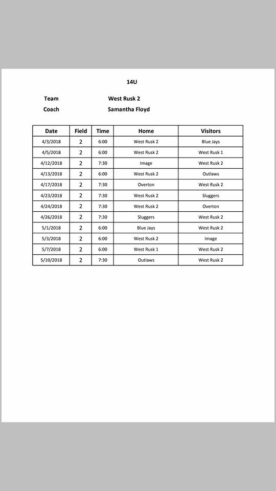 WRYSA Softball