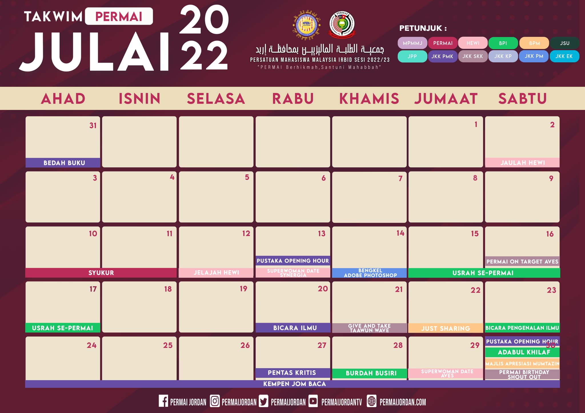Persatuan Mahasiswa Malaysia Irbid Jordan - [ TAKWIM BULANAN PERMAI ...