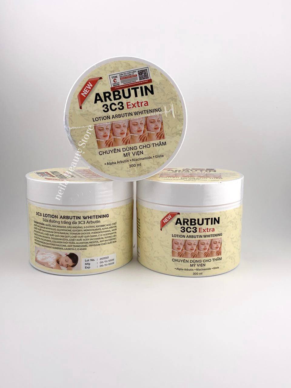 Neila Beauty Store's Arbutin 3C3 Extra Brightening Lotion for even-toned skin