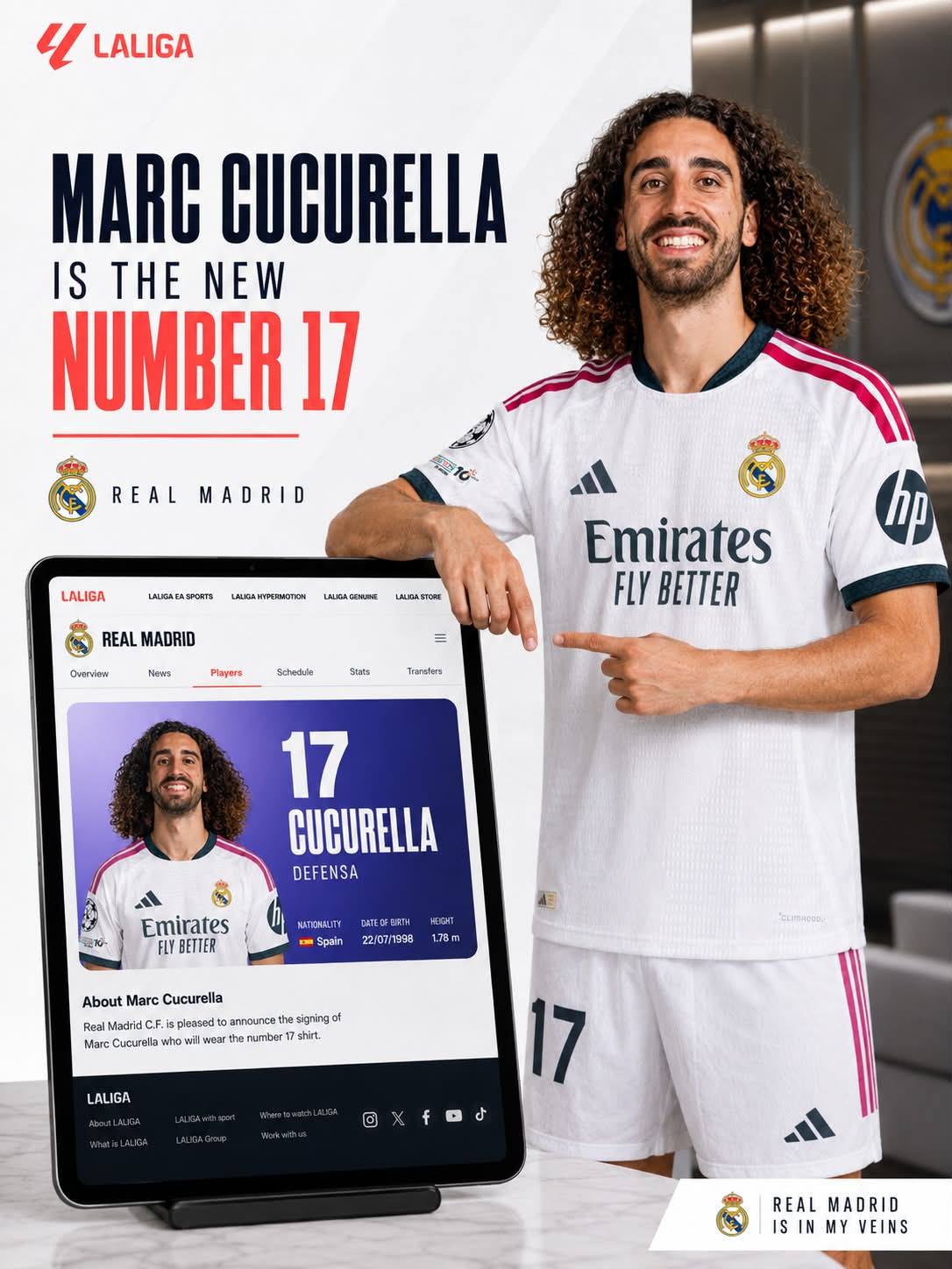 Marc Cucurella takes #17 shirt at Real Madrid