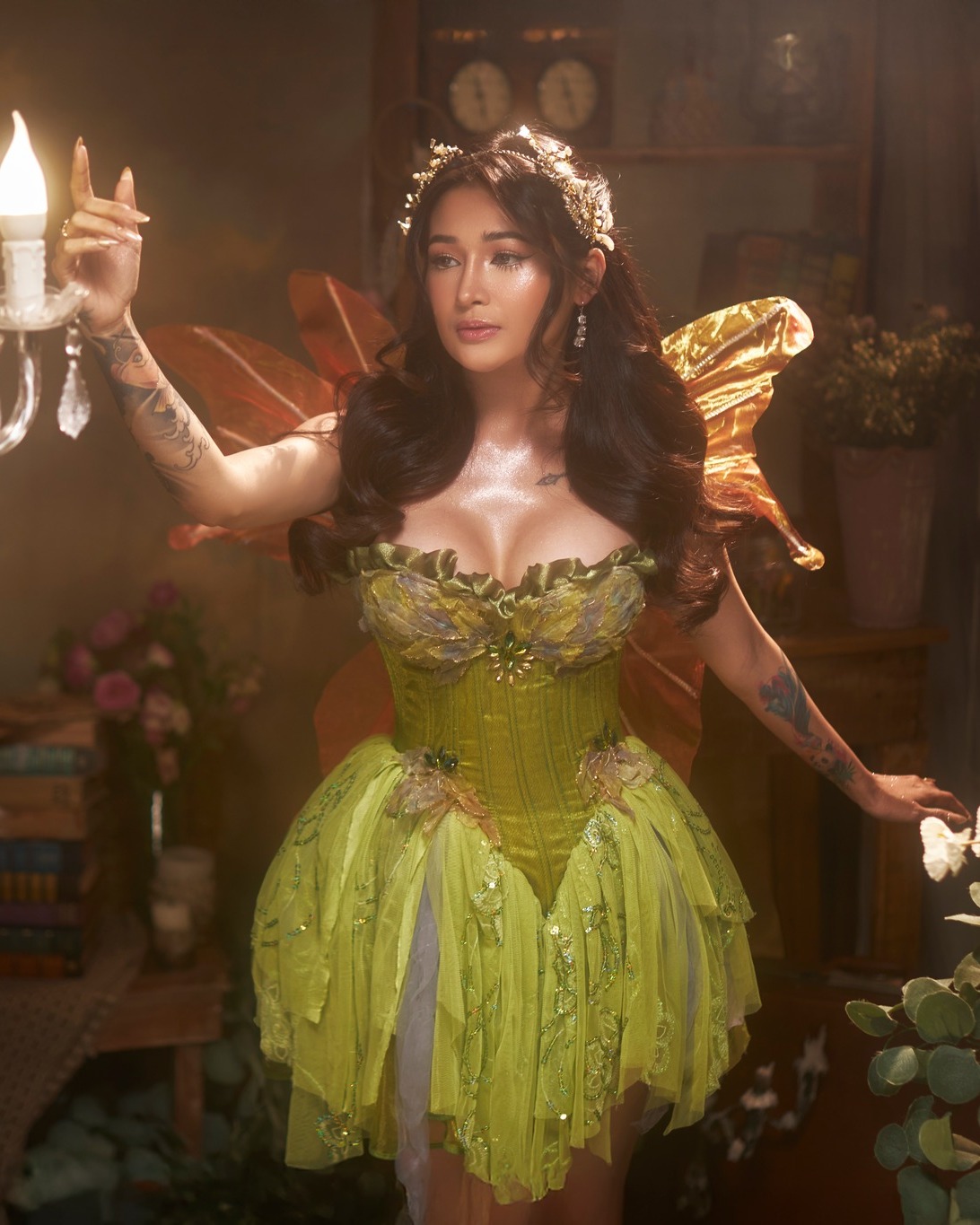 gold enchanted dress Dressing like I belong in an garden. 🌿 Your fantasy debut gowns and suit are waiting for you! DM us for inquiries. 💖 Themes We Offer: | Victorian 🎩 VENDOR-Joia Trading Inc