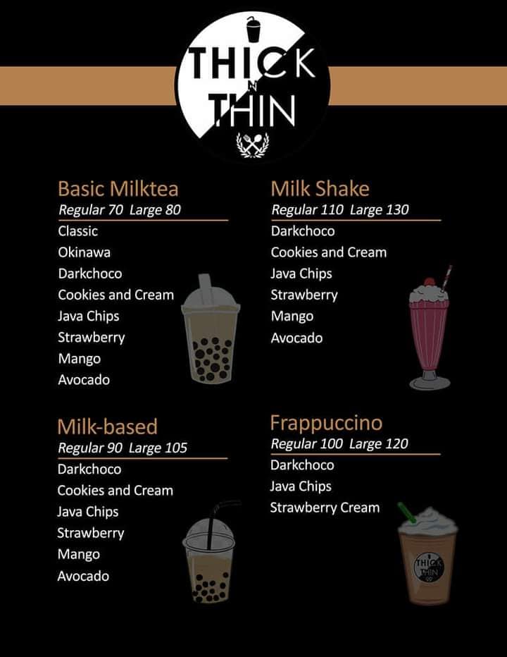 THICK n THIN - OUR MENU..... pili na po at umorder ng...