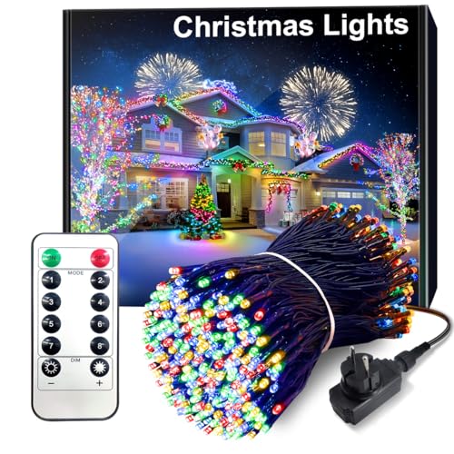 Guirlande Lumineuse Noël 30m 300 LED Multicolores - IP65 étanche, 8 Modes, Minuterie, Corde Transparente