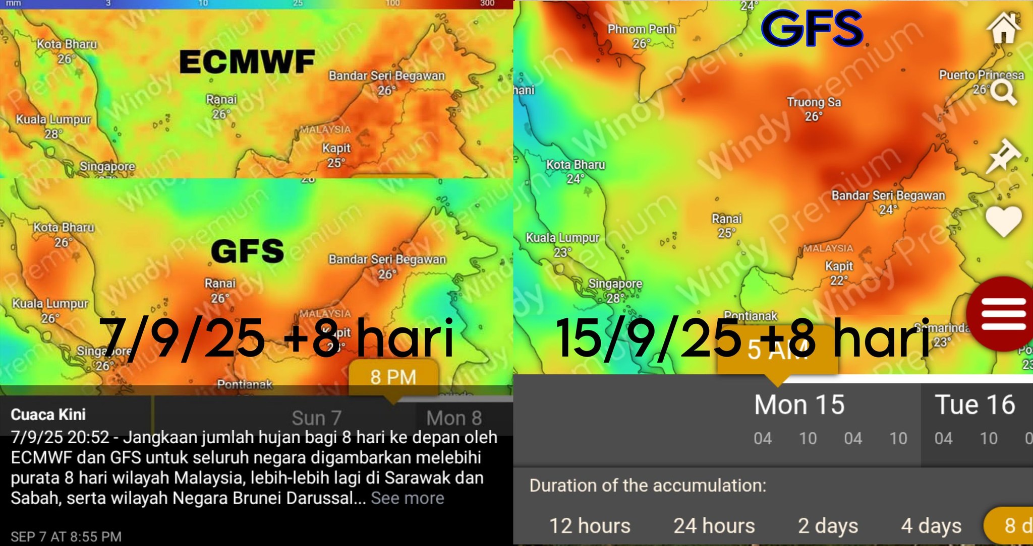 Cuaca - 15/9/25 6:06 - Walaupun barat Sabah telah jenuh dihumban hujan ...
