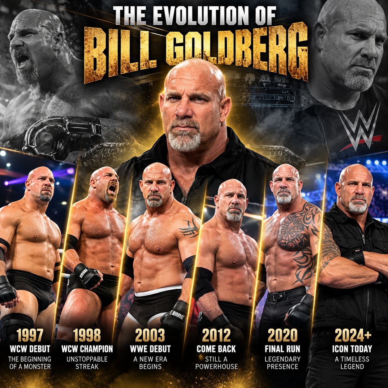 🔥 The Evolution of Bill Goldberg! 💪⚡ From his explosive WCW