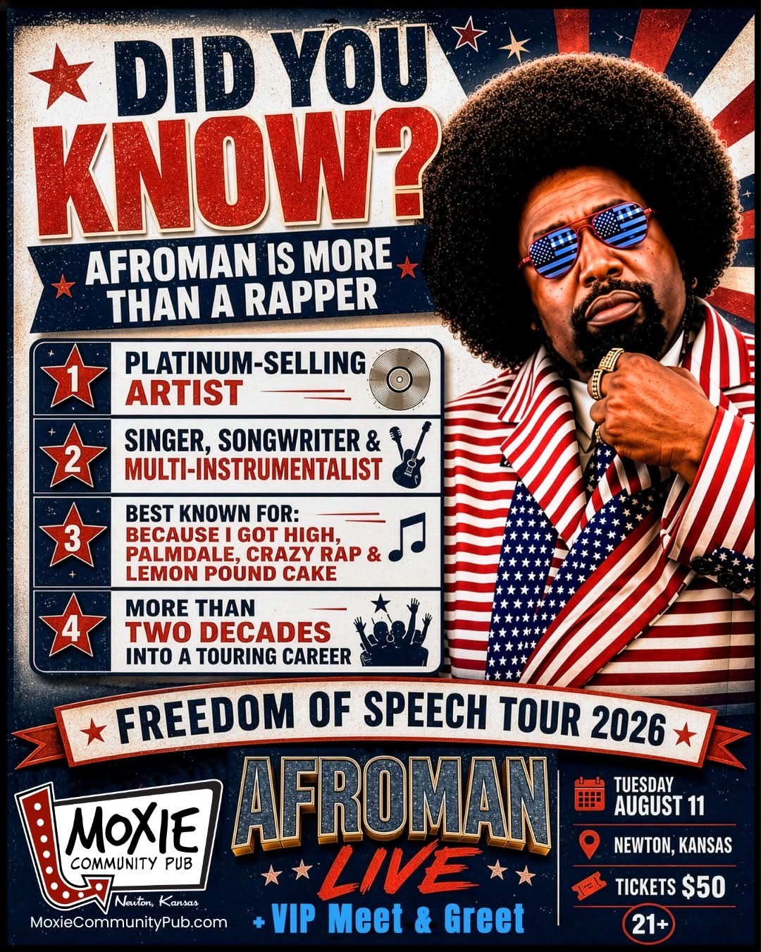 Meet Afroman at Moxie Community Pub in Newton, Kansas on August 11