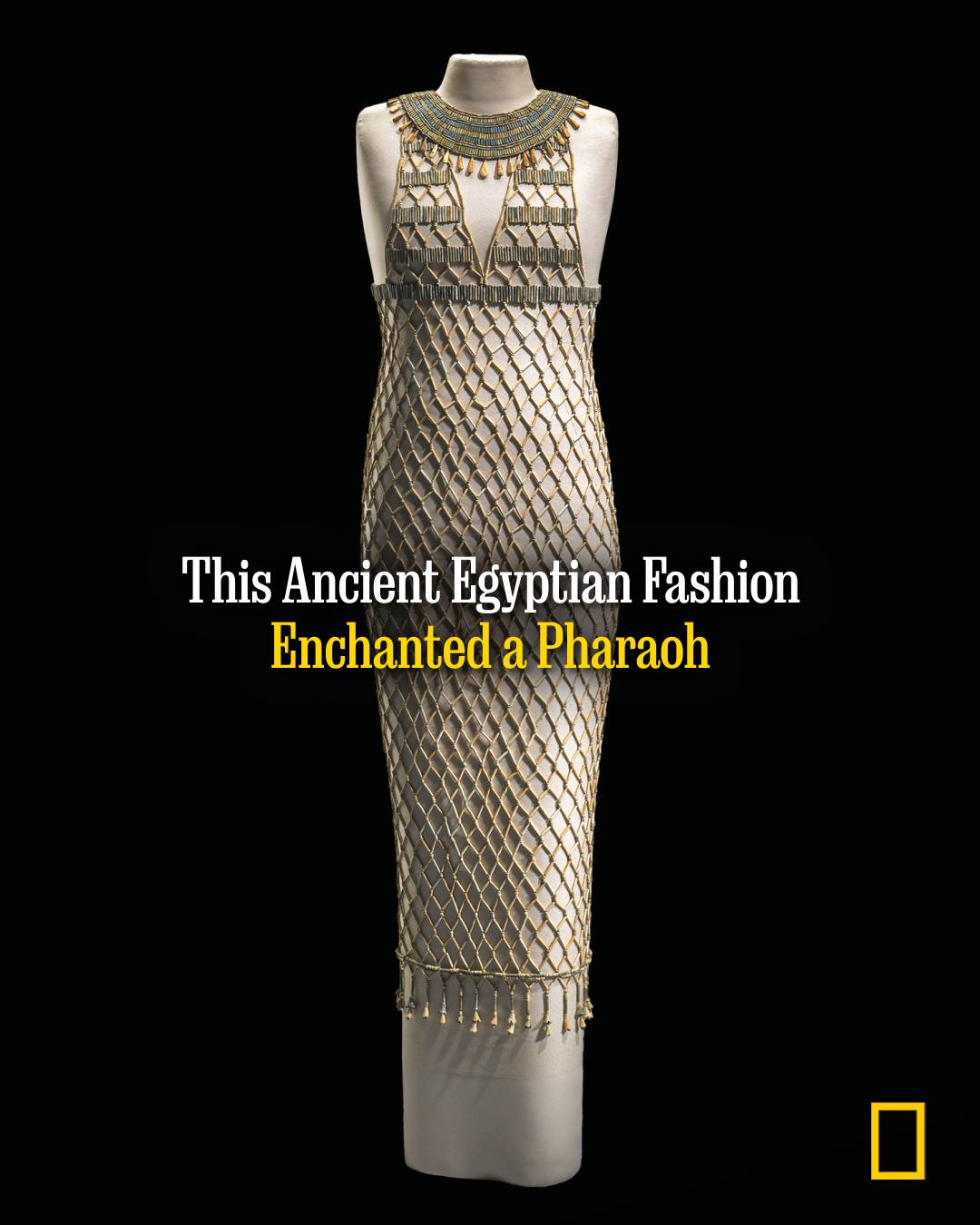 ancient egyptian beaded dress In 1927, archaeologists discovered thousands of blue-green beads around a mummified woman buried in Giza 4,500 years ago. Decades later, the fragments were painstakingly pieced together to form a bead-net dress, creating Size:6 - 12 M defined waist Plus Size Party Dresses