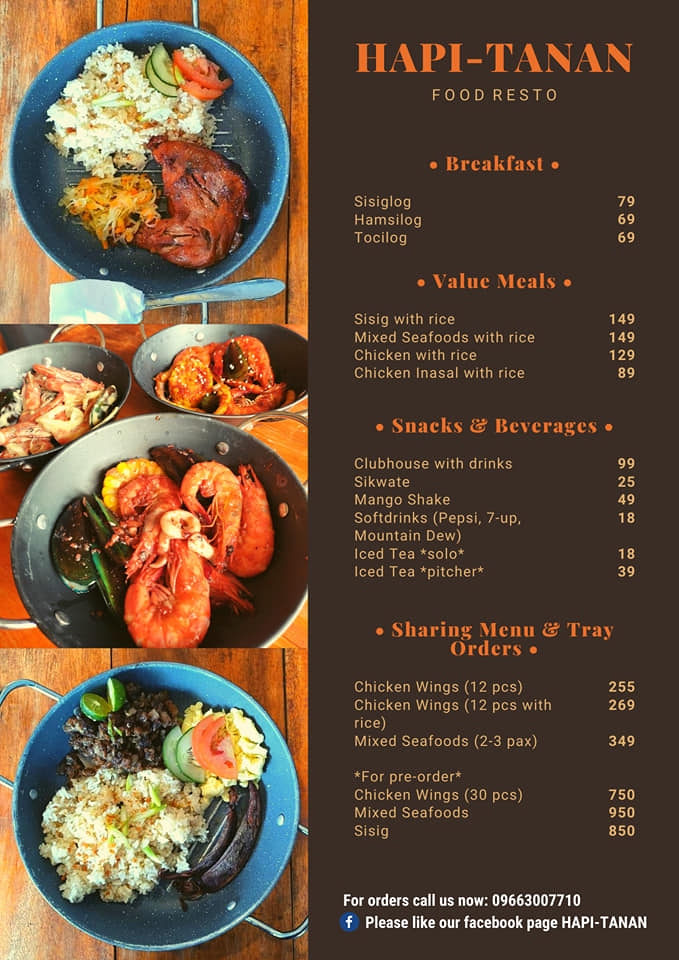 Hapi-Tanan - HERE'S OUR UPDATED MENU MANOLO PIPS 🤗🎉🎉🎉... | Facebook