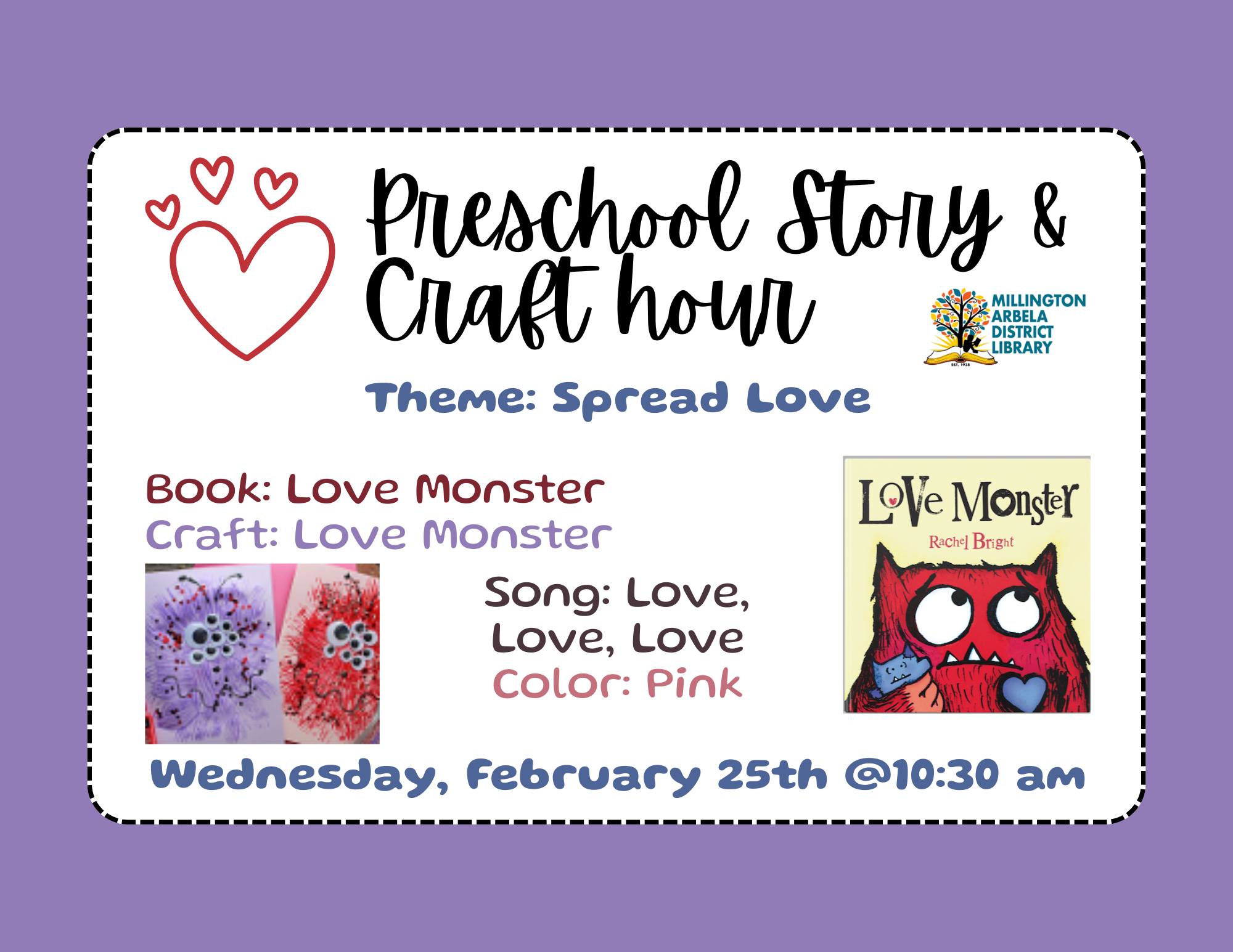 💗👾 Preschool Story & Craft Hour 👾💗