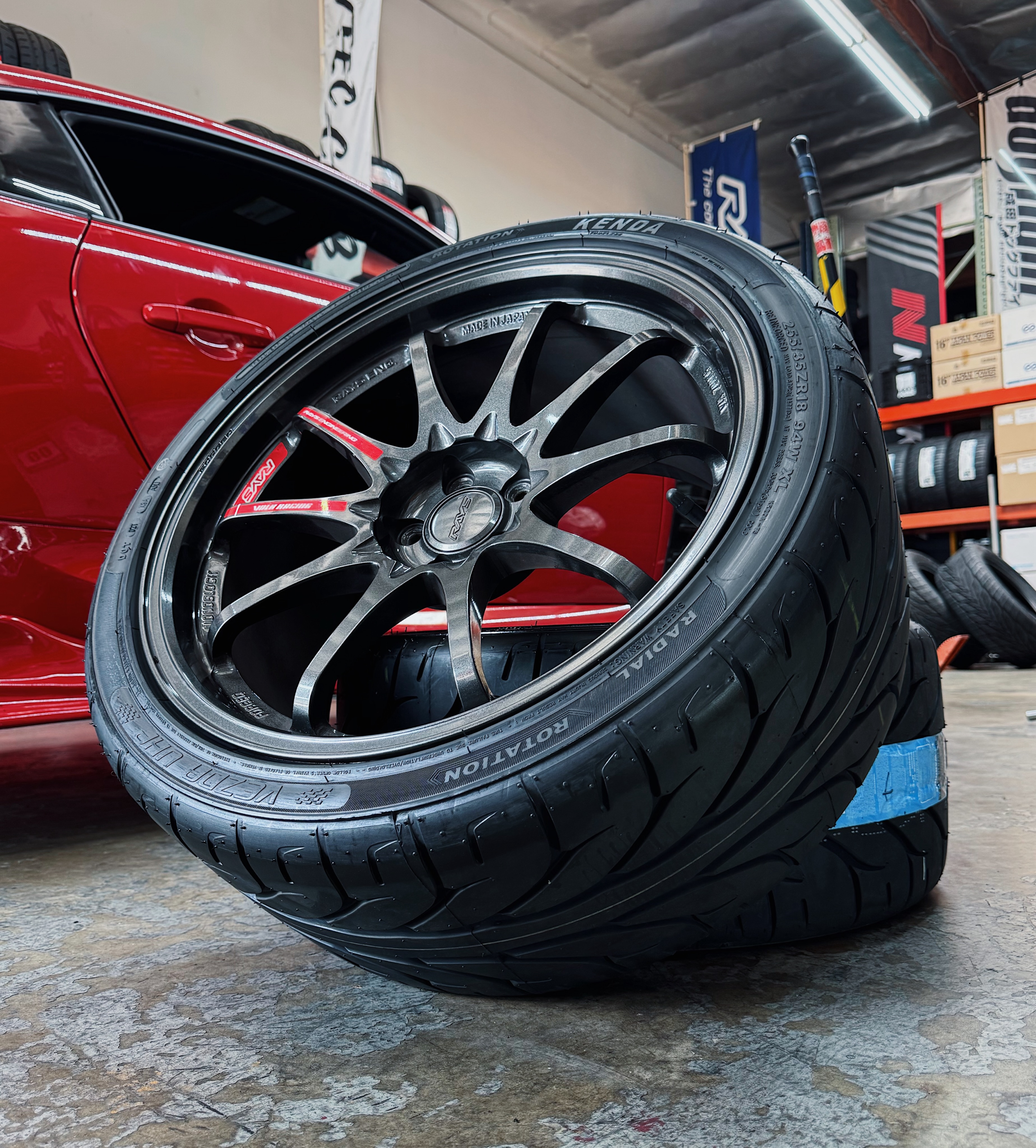 R Compound - 265/35/18 Falken Azenis RT615K+ on 18x9.5 Volk TE37