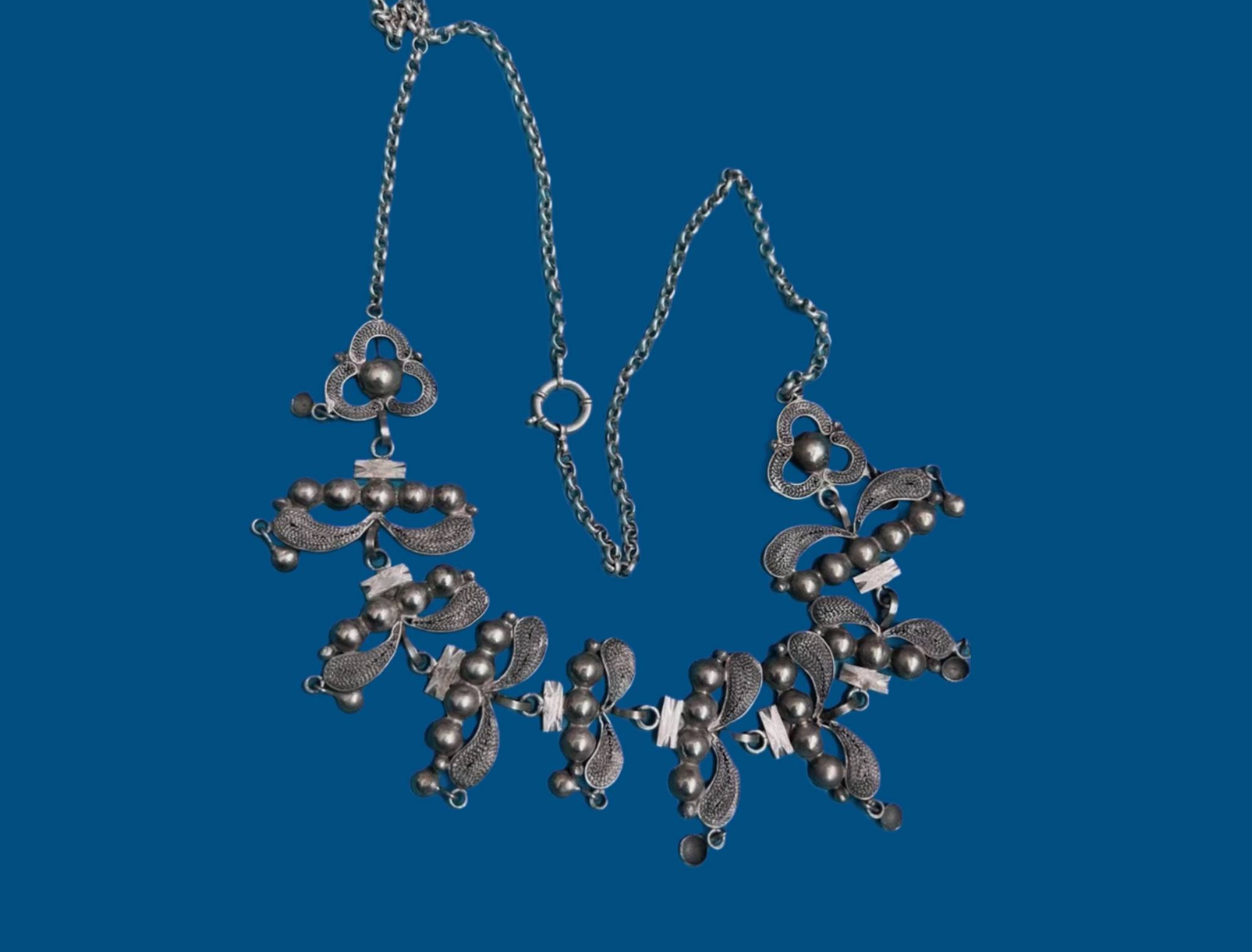 Vintage Patzcuaro Mexico Silver Filigree Butterfly Necklace. MAKE
