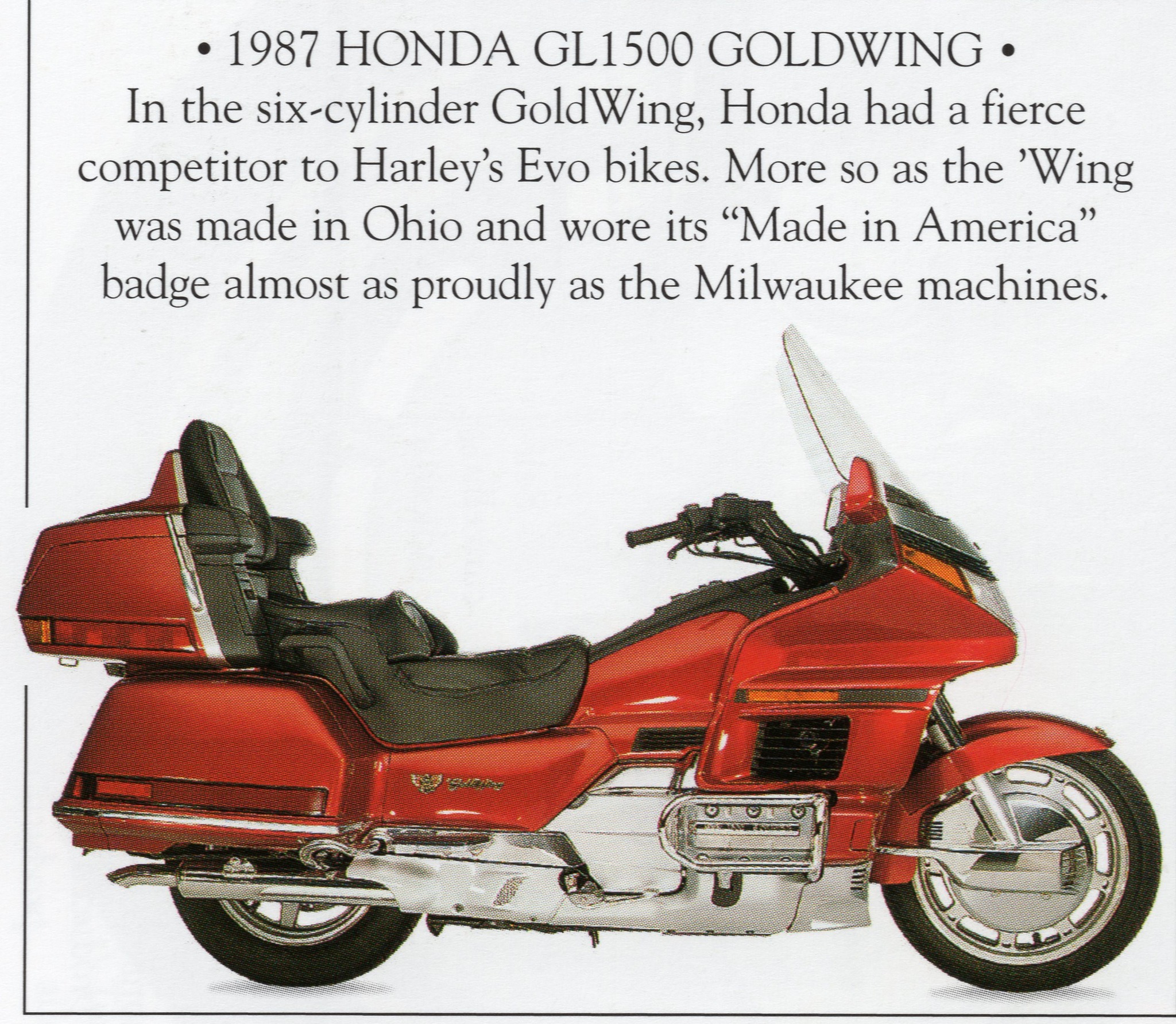 1987 Honda GL1500 GoldWing - Six Cylinder Four Stroke 1520cc (USA)