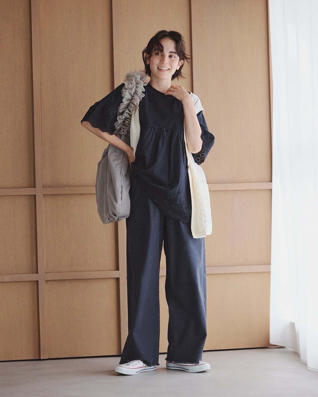 サマンサモスモス 【Cross×Linen】ショールカラージャケット 