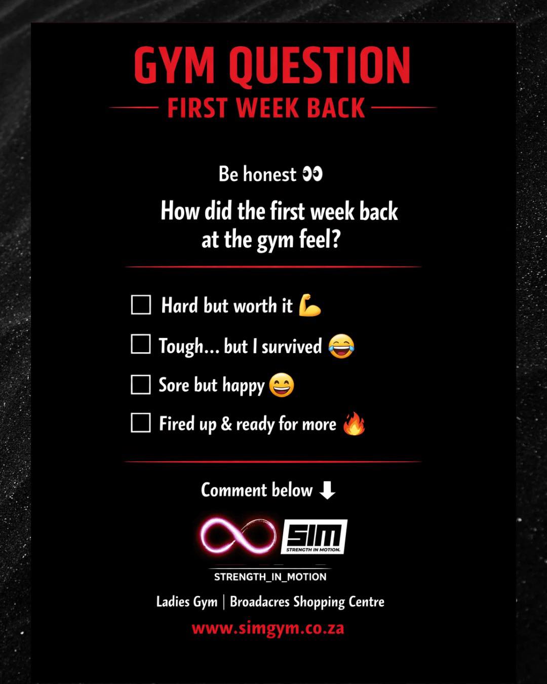 SIM_Strength_in_motion - Be honest 👀 How did your first week back at ...