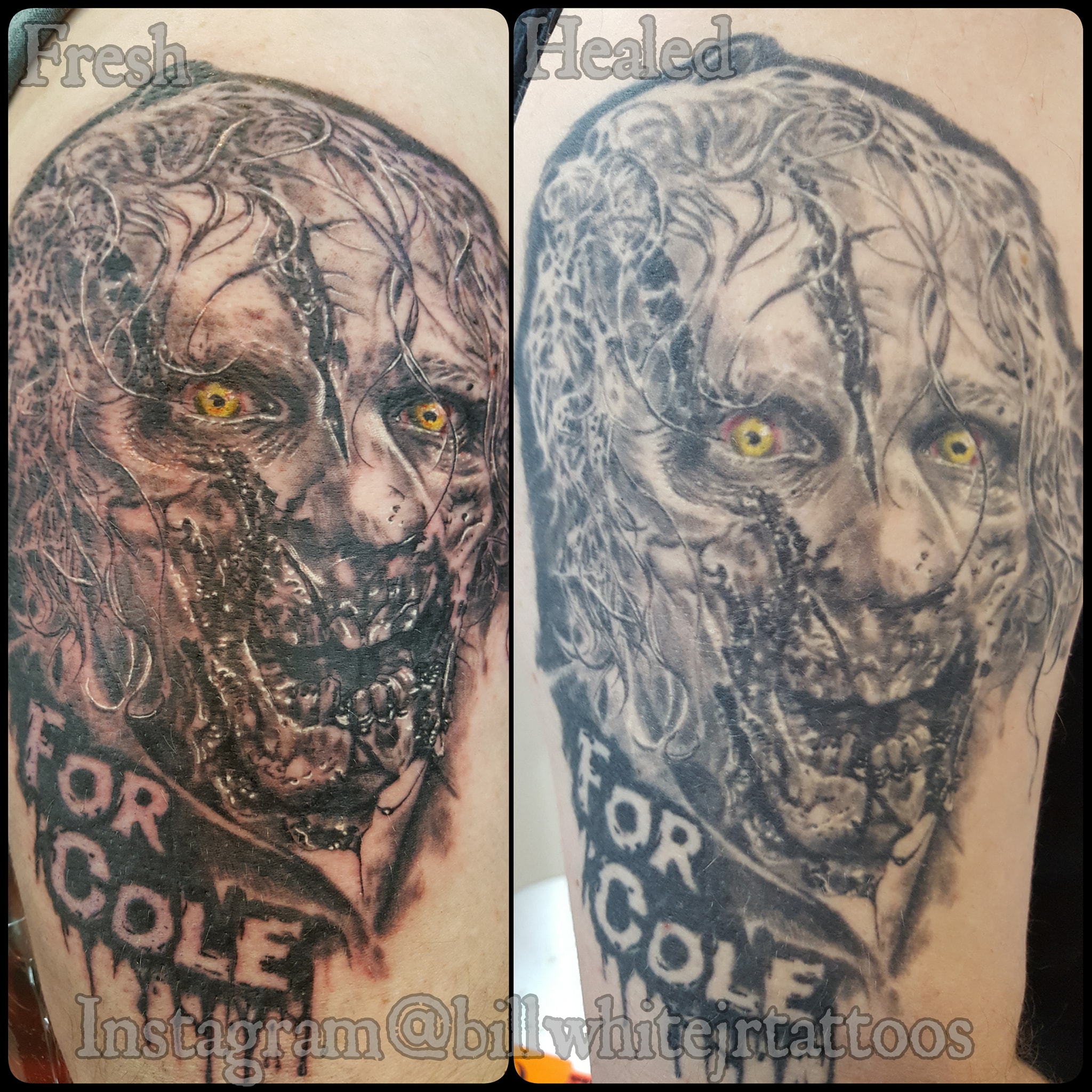 Fresh vs healed pic of deer eating zombie from season 1 of The 