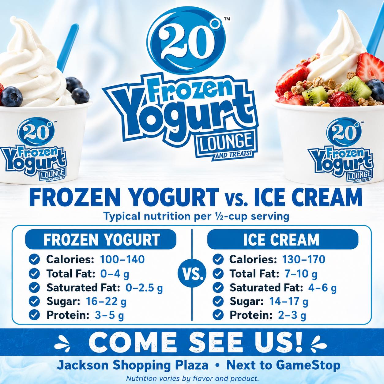 20 Degrees Frozen Yogurt Lounge | Cookeville TN