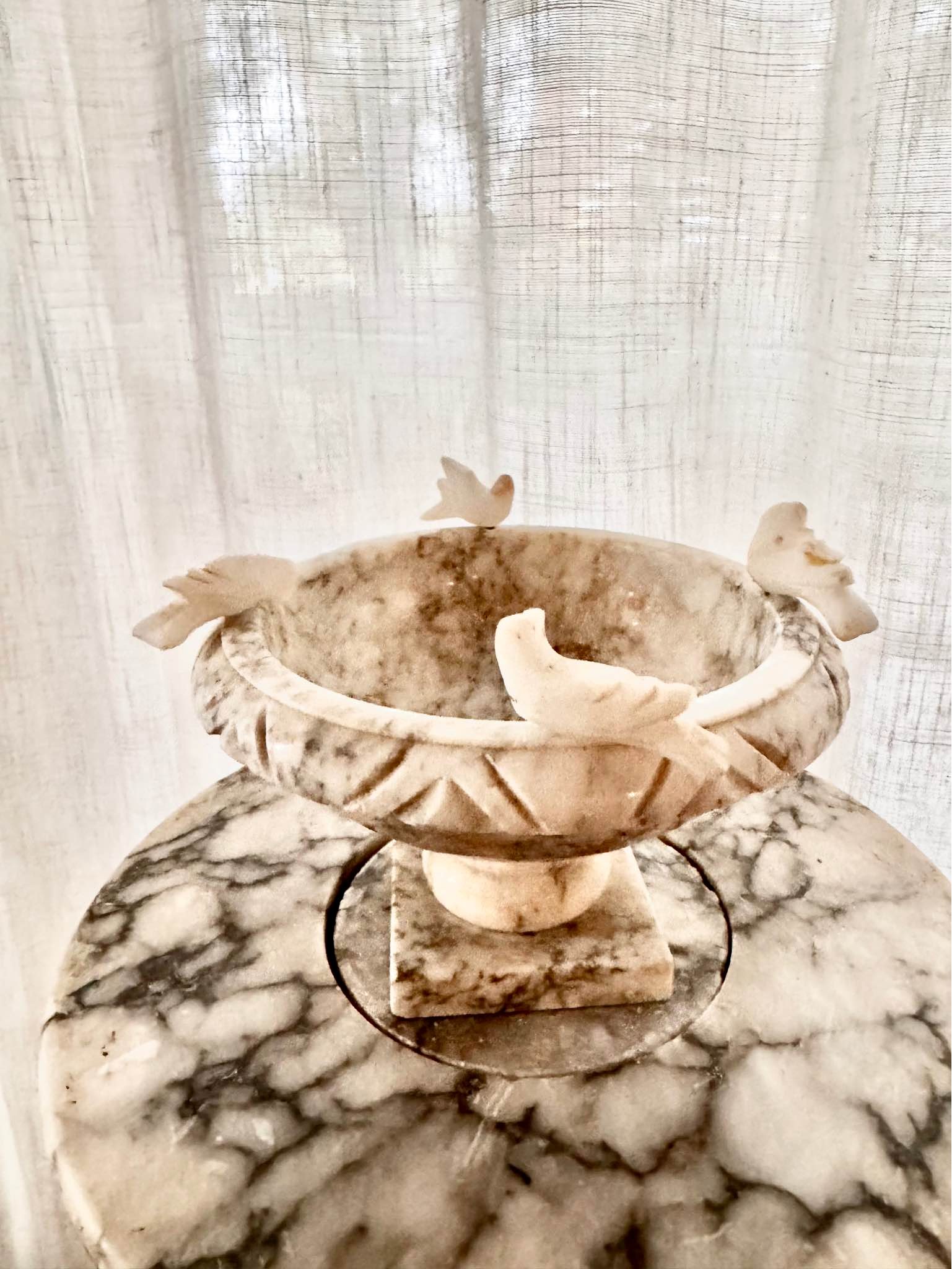 Vintage beautiful alabaster bird bath 4 birds 6.5” - Birdbaths ...