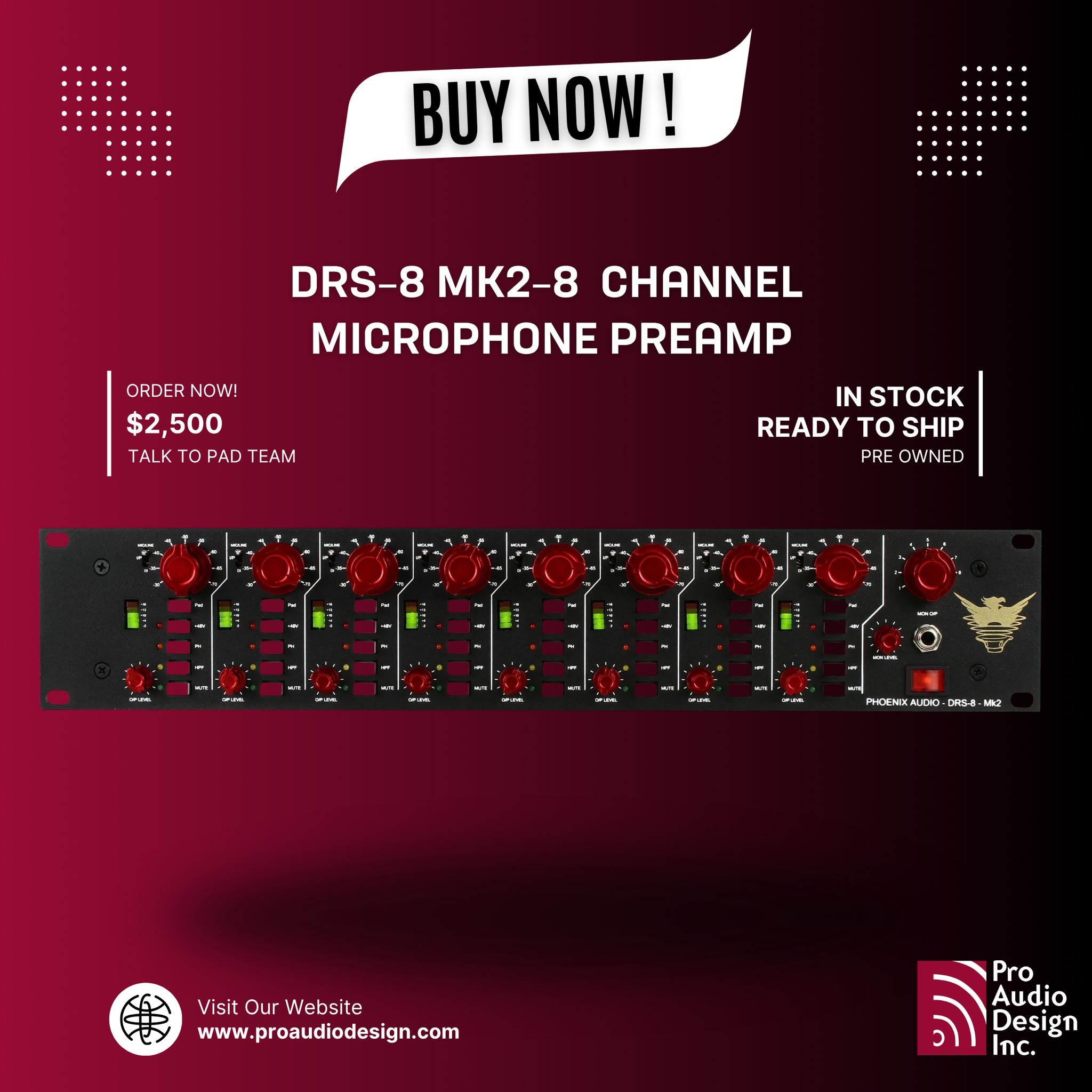 GEAR FEED: Available now from Pro Audio Design. New, pre-owned