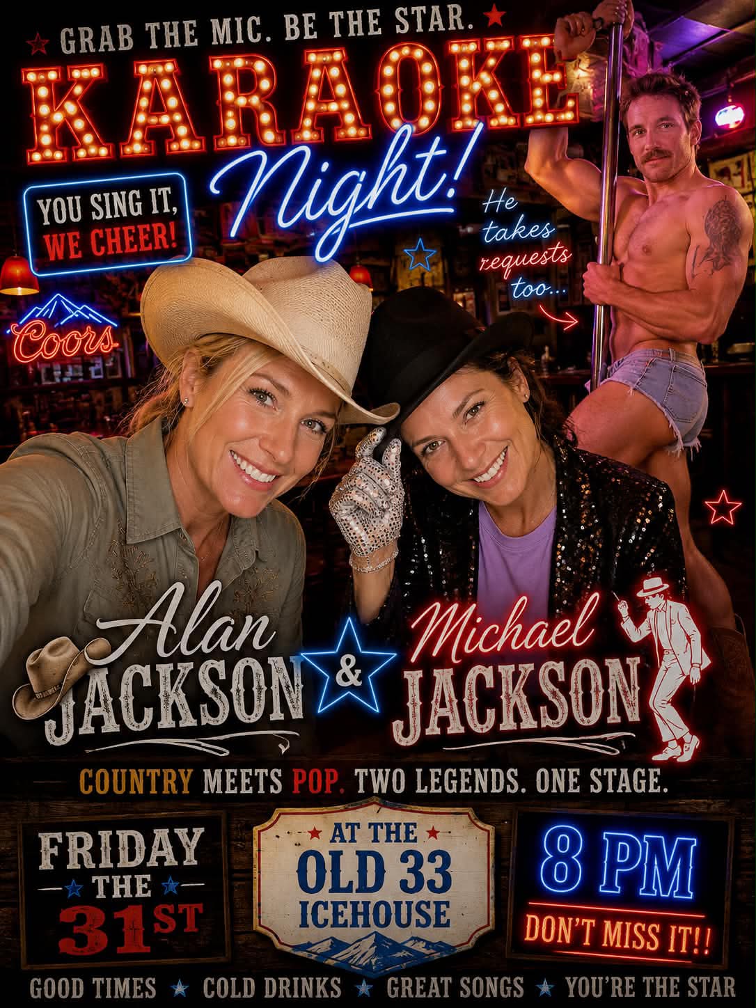 Redneck karaoke night at Old 33 Icehouse this Friday at 8pm
