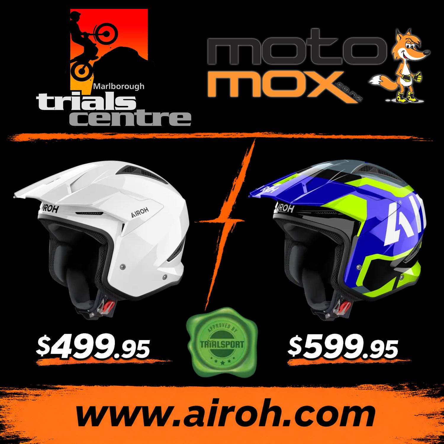 airoh trials motorcycle helmets TRR 2 Helmet Blue Yellow Gloss The trial motorbike helmet Airoh Kombakt Shimmer is an essential accessory for trial bike enthusiasts S