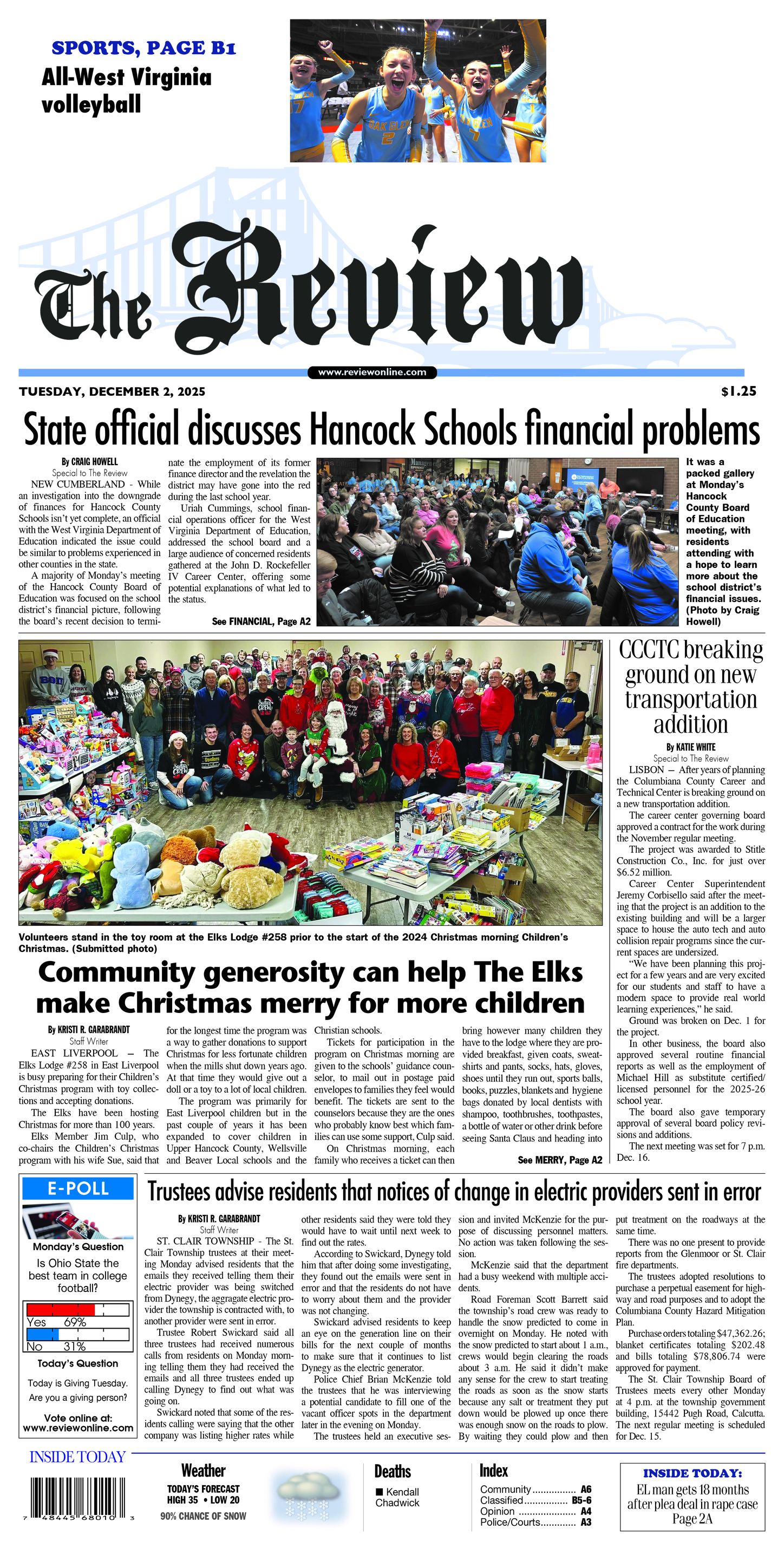 East - Today's front page: Tuesday, December 2, 2025 www.reviewonline ...