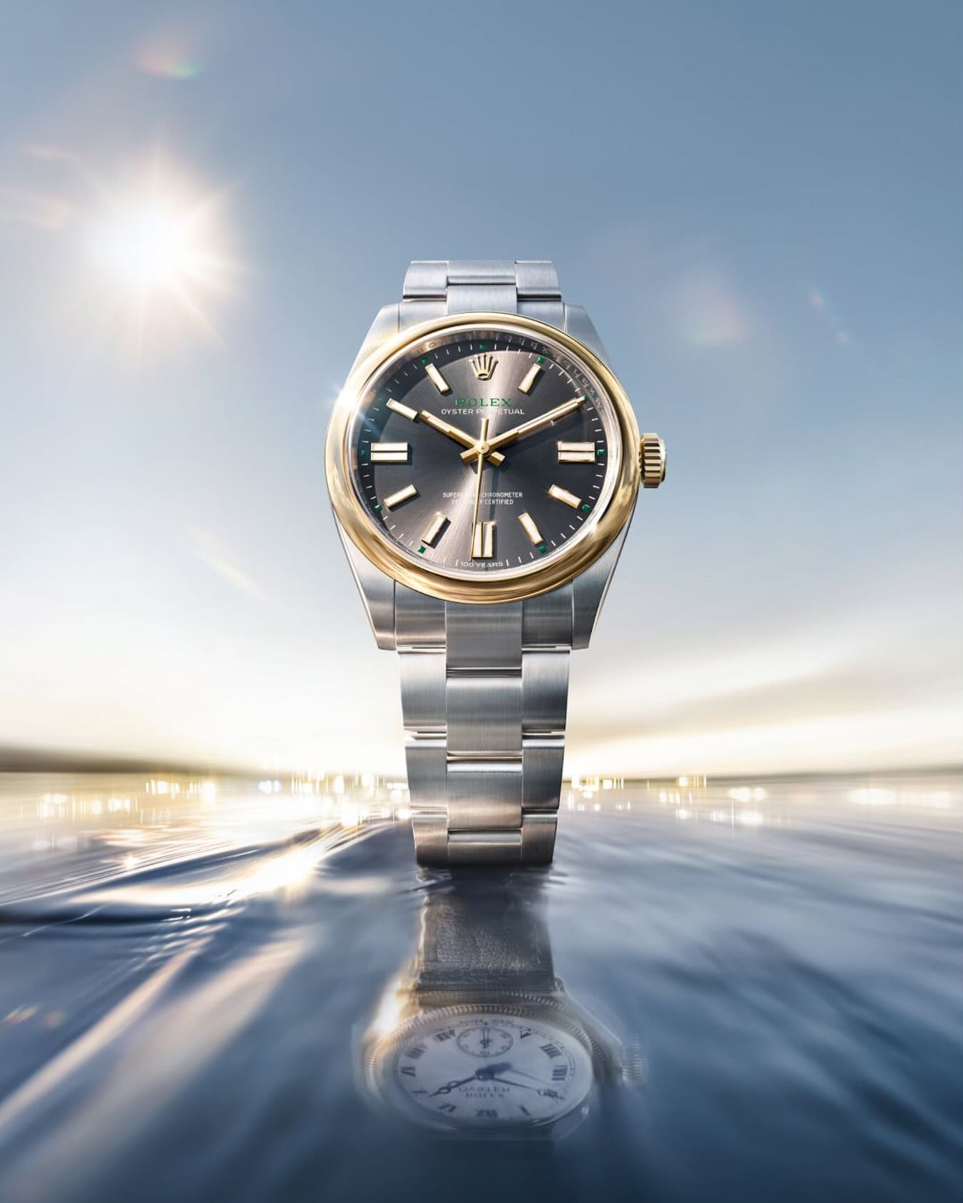 海外限定) ROLEX 100周年 レザーキーホルダー イエロー ROLEX