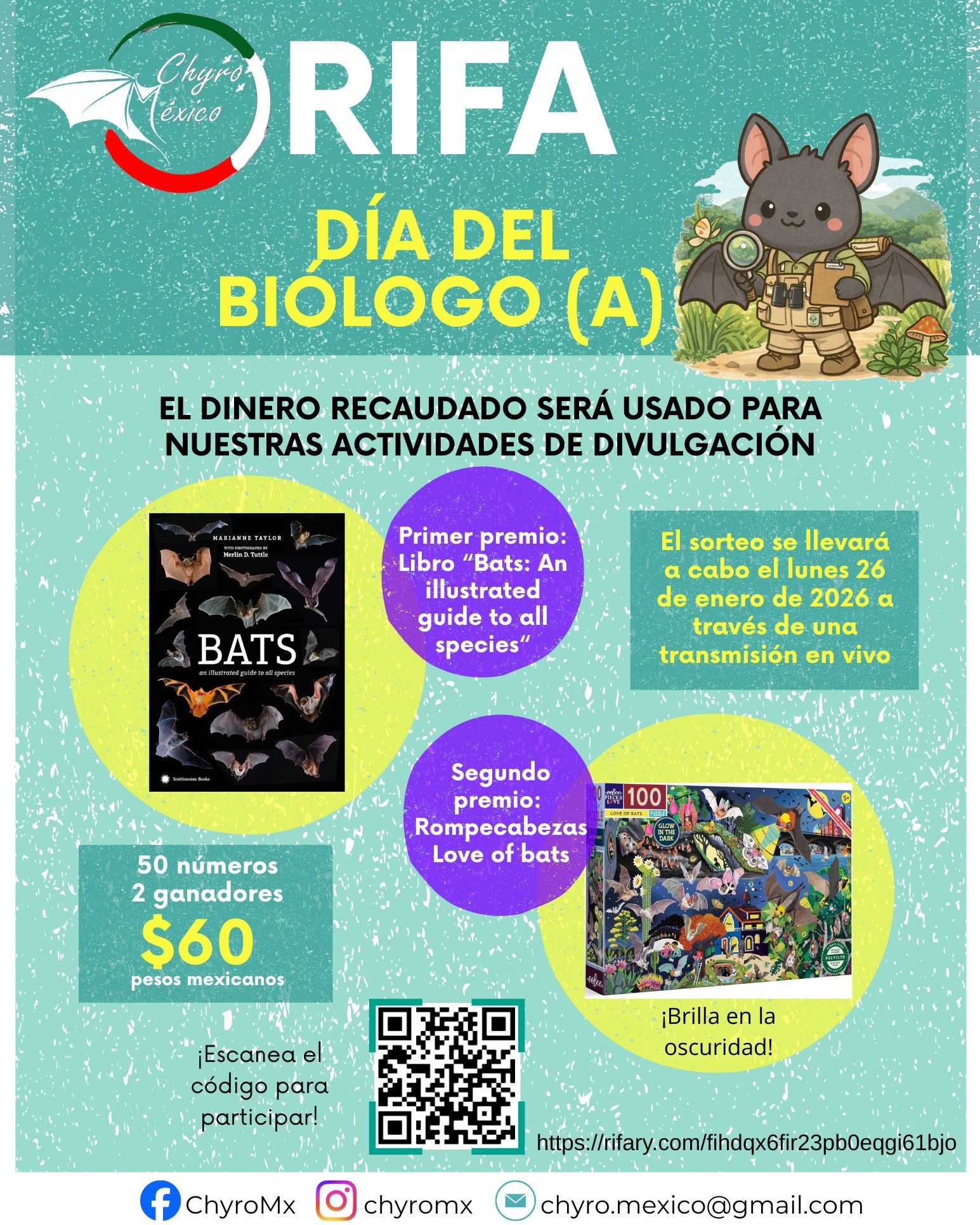 ChyroMéxico - 🧬🦇 ¡Rifa por el Día del Biólogo y la Bióloga en México! 💚 ...