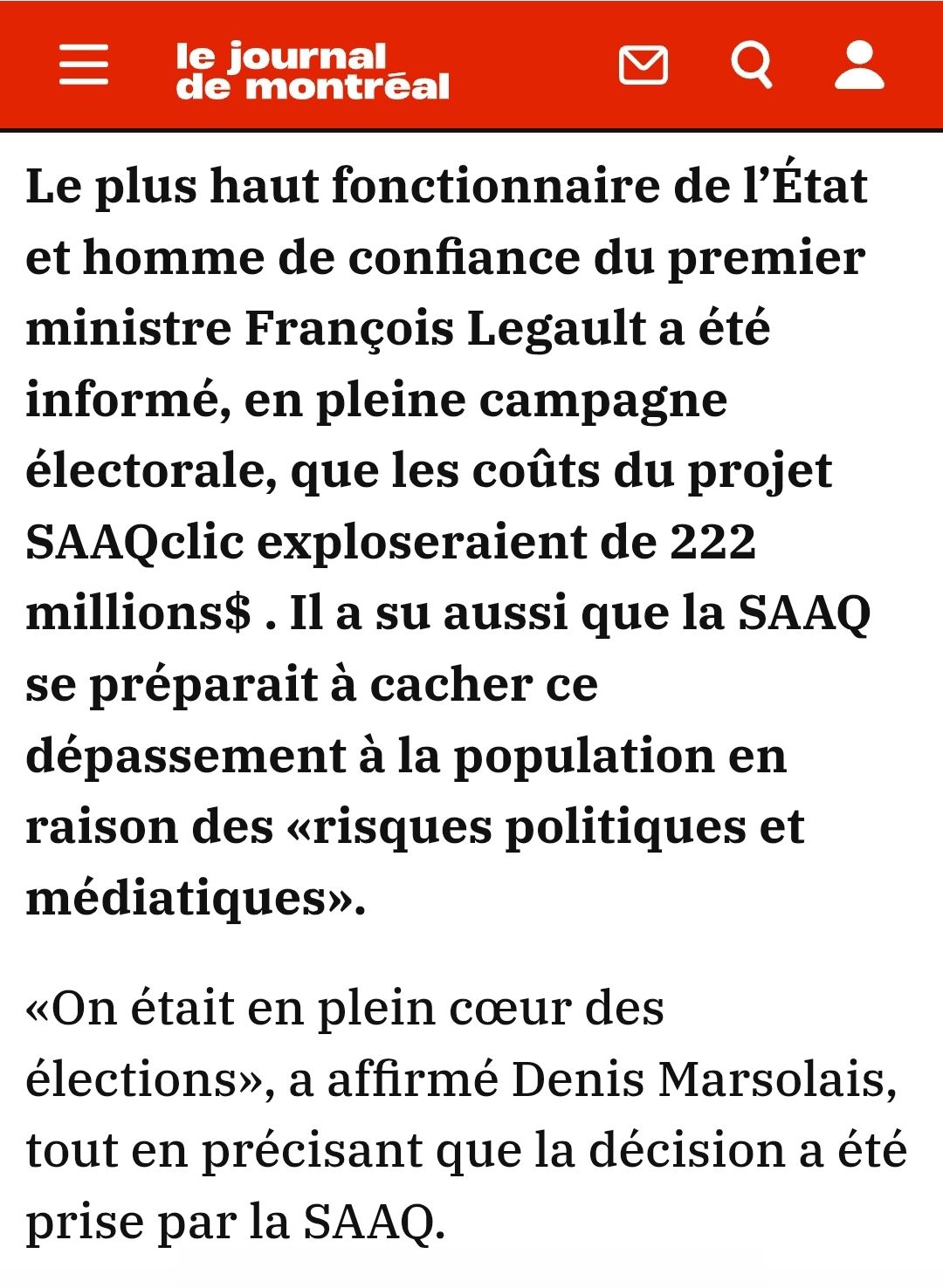 Spotted - On apprend à la commission de la SAAQ que Legault était au ...