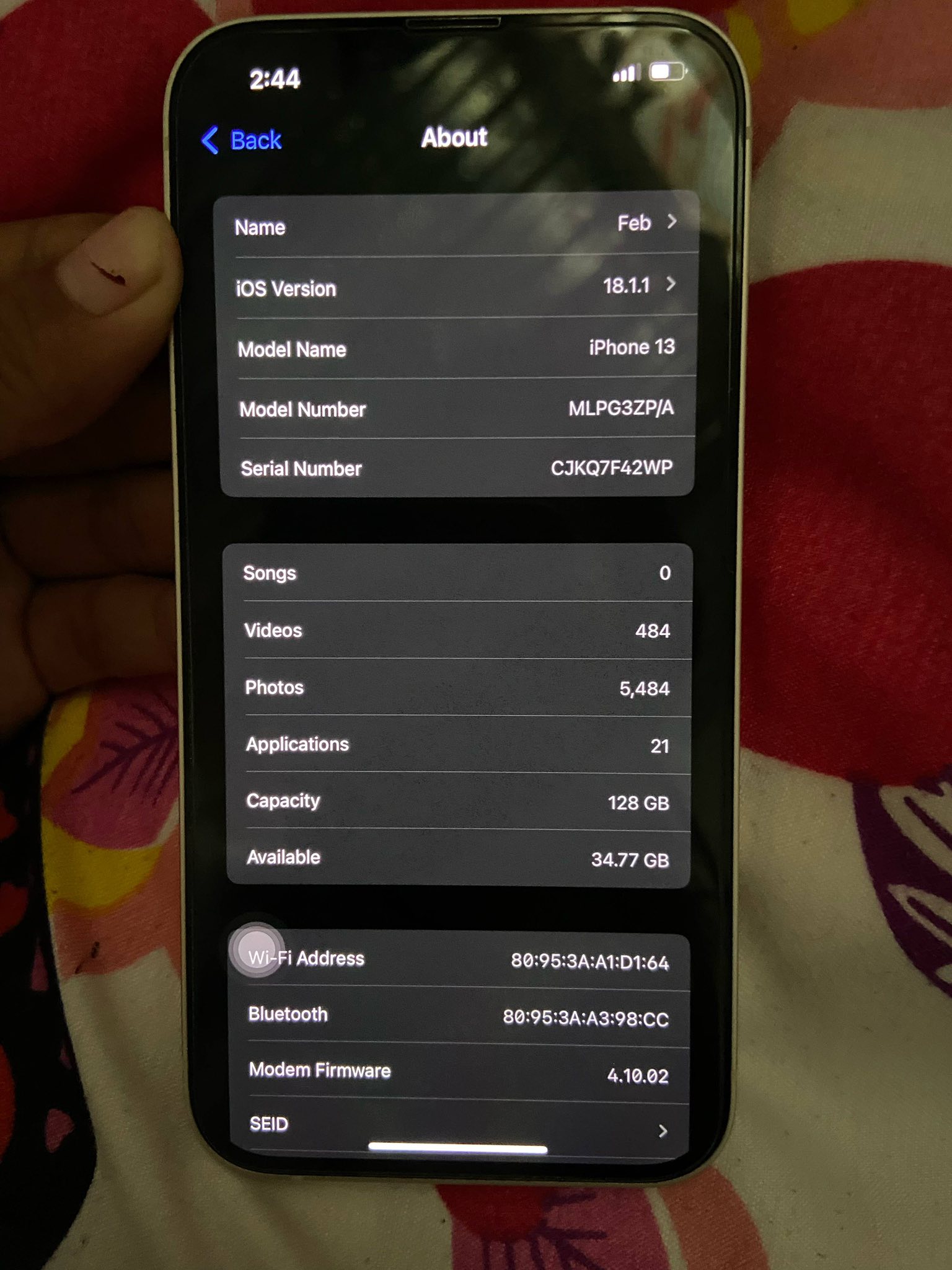 Ptpa FS: Iphone 13 128gb —— 87%bath original with box and receipt 
