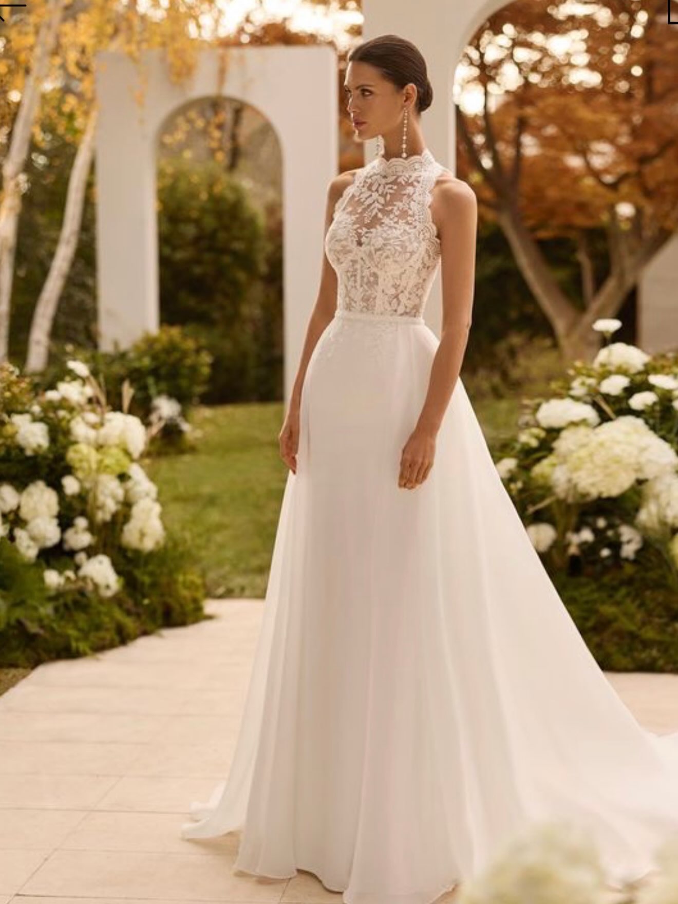 rosa clara halter wedding dress Nebay CLARÁ Is a neckline gown with beaded lace bodice and optional tulle overskirt . Book your appointment online to try this beautiful #weddingdress #bridetobe #wedding #weddingdressinspiration #mkbridal Halter top