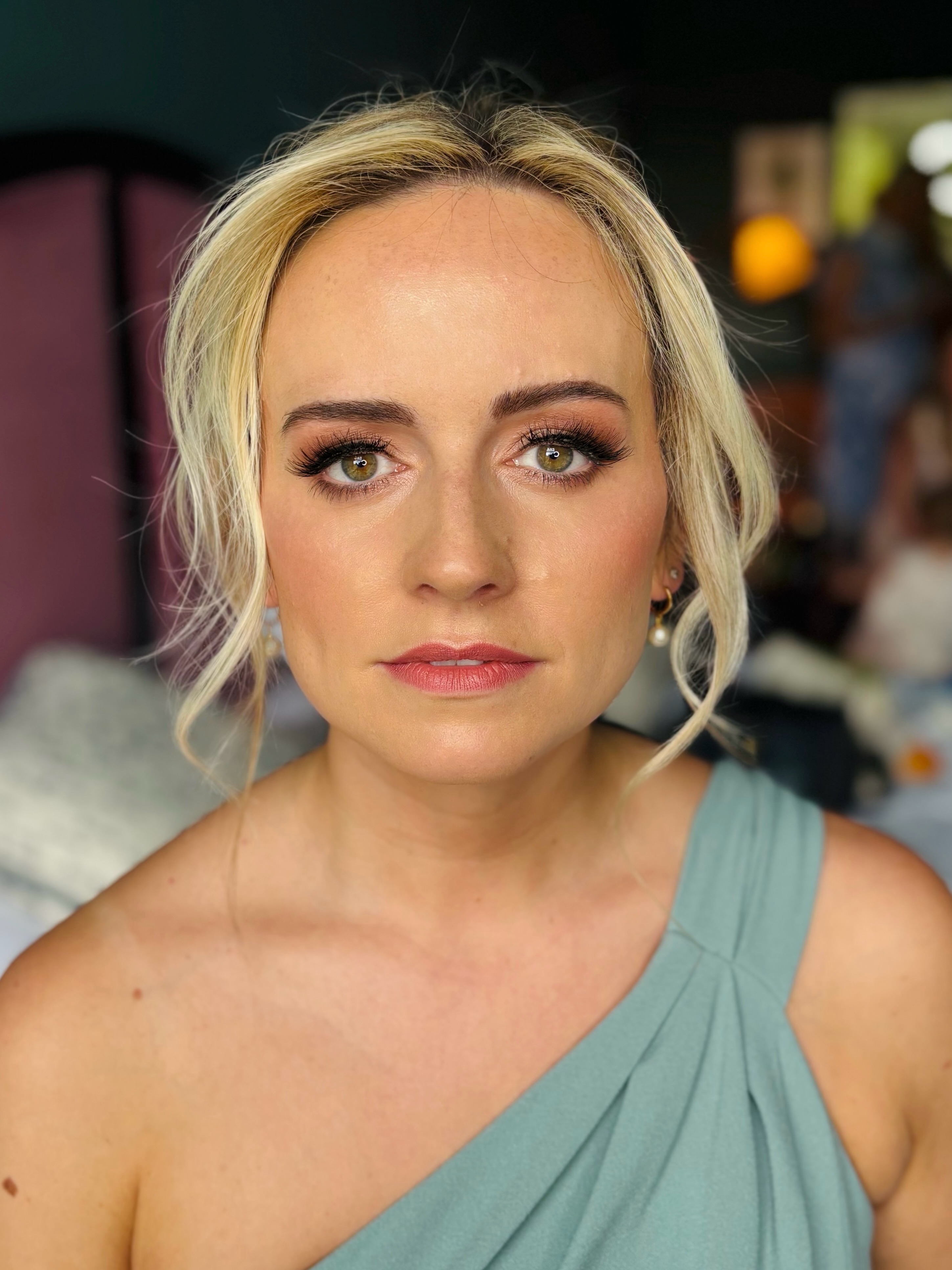 sage green dress makeup 👌 Soft Glam Bridesmaid Perfection 👌 For my bridesmaid, Helen, we went for the warm pinky-brown eye tones paired with demi wispy lashes to subtly enhance and open the eyes without looking ( emerald watch