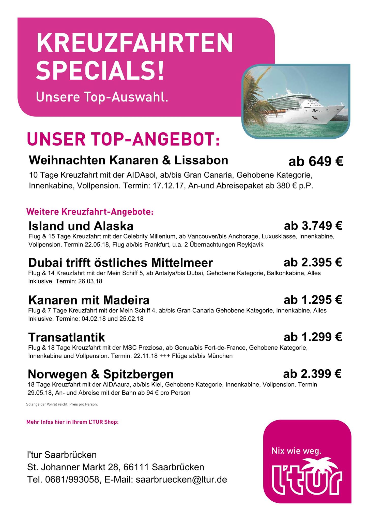 Ltur Schiff Ahoi Mit Unseren Angeboten Der Woche Facebook