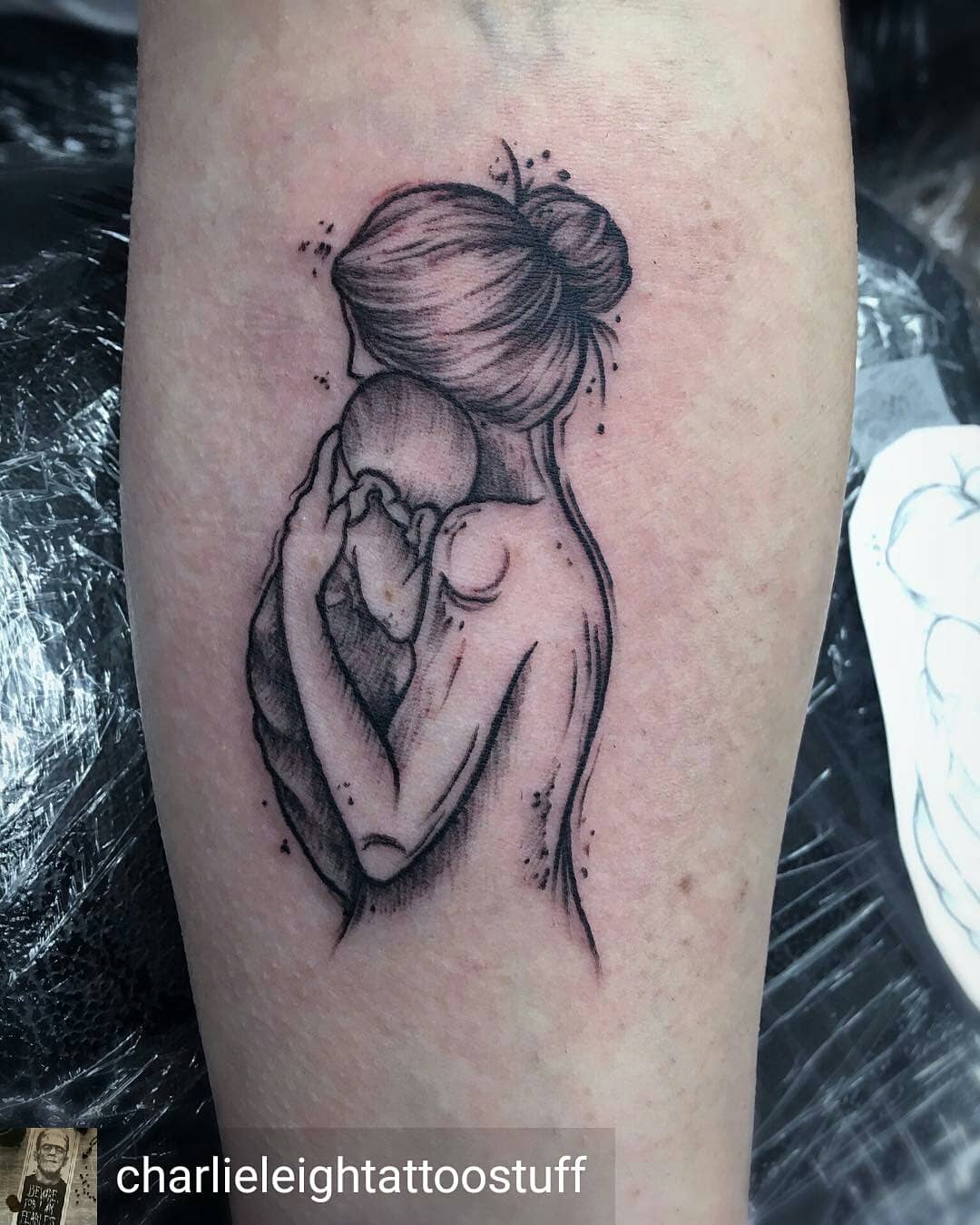 Mother And Baby Tattoo By Charlie Hello Sailor Tattoo Studio