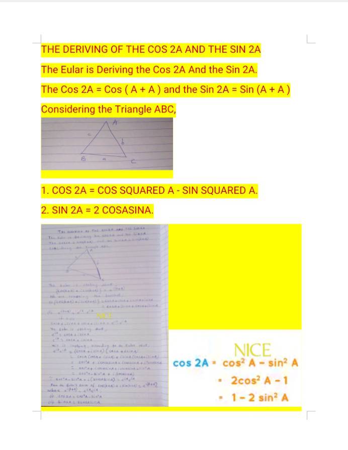 THE DERIVING OF THE COS 2A AND... - Basic Mathematics Book